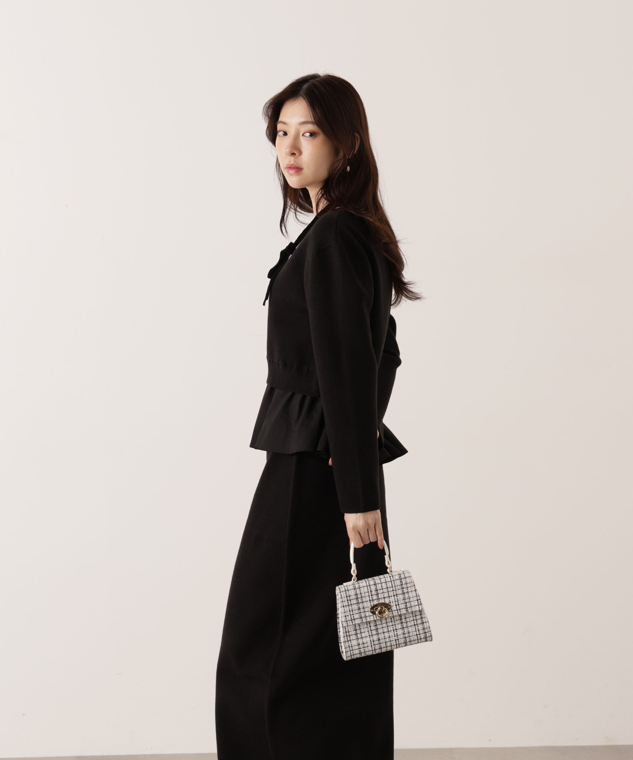 PROPORTION BODY DRESSING「＜ウォッシャブル＞ランダムヘムペプラムニットSETUP 25AW」|ワンピース|