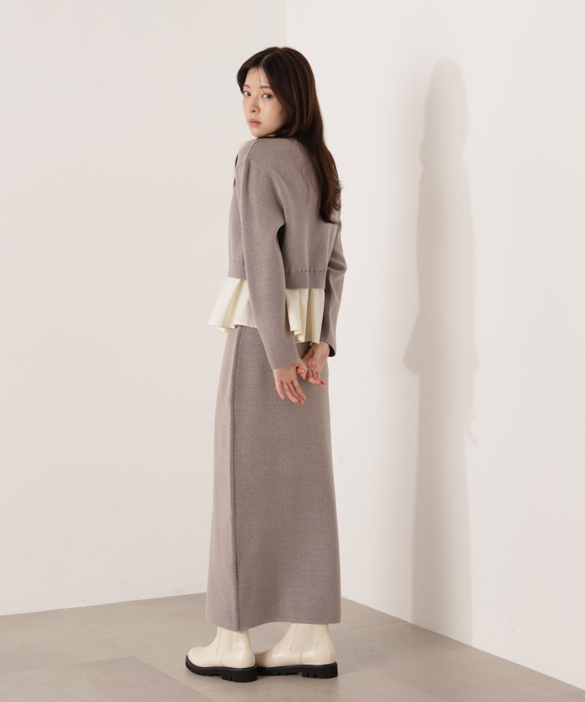 PROPORTION BODY DRESSING「＜ウォッシャブル＞ランダムヘムペプラムニットSETUP 25AW」|ワンピース|
