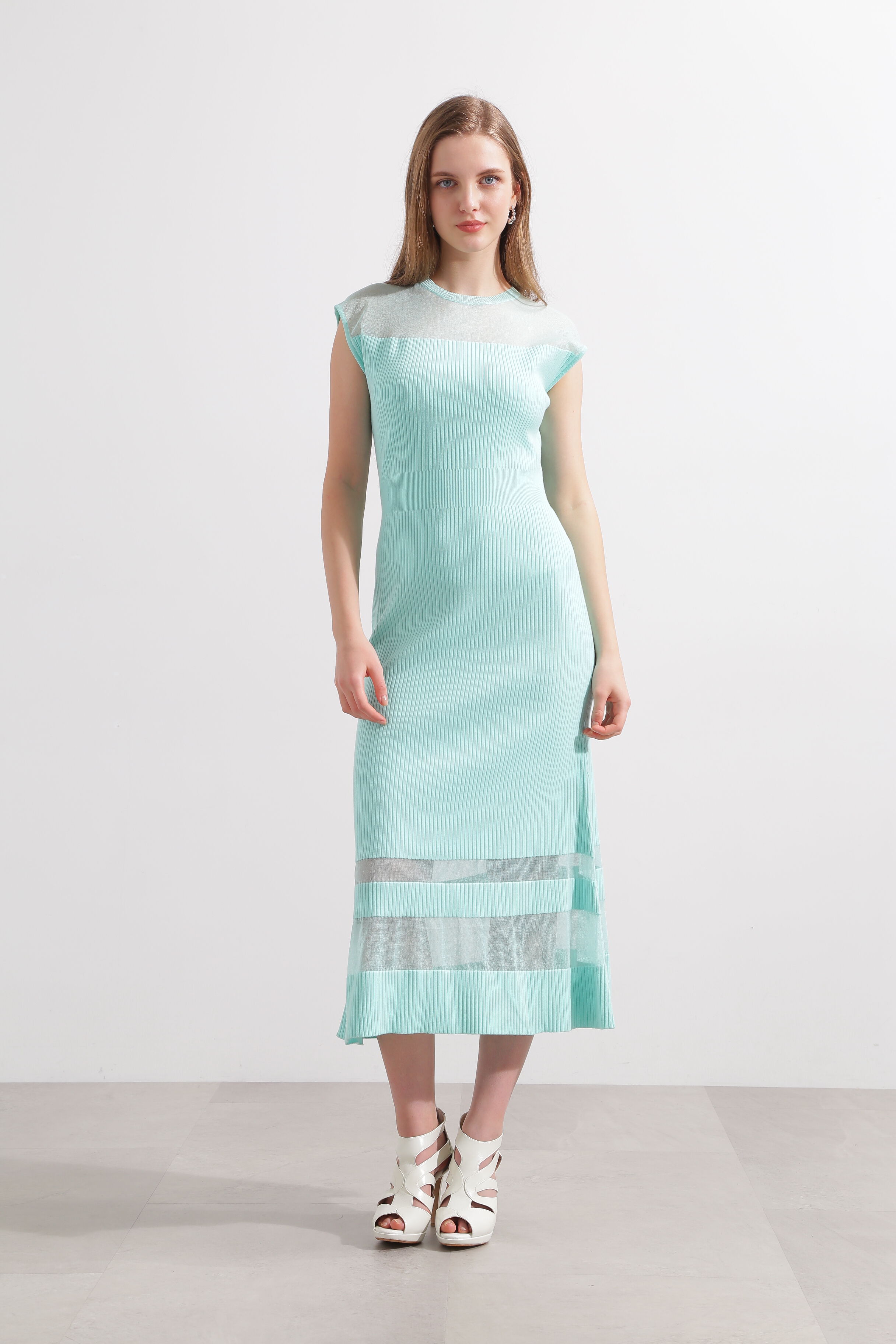  「◆シアーコンビマーメイドニットワンピース」|ワンピース|