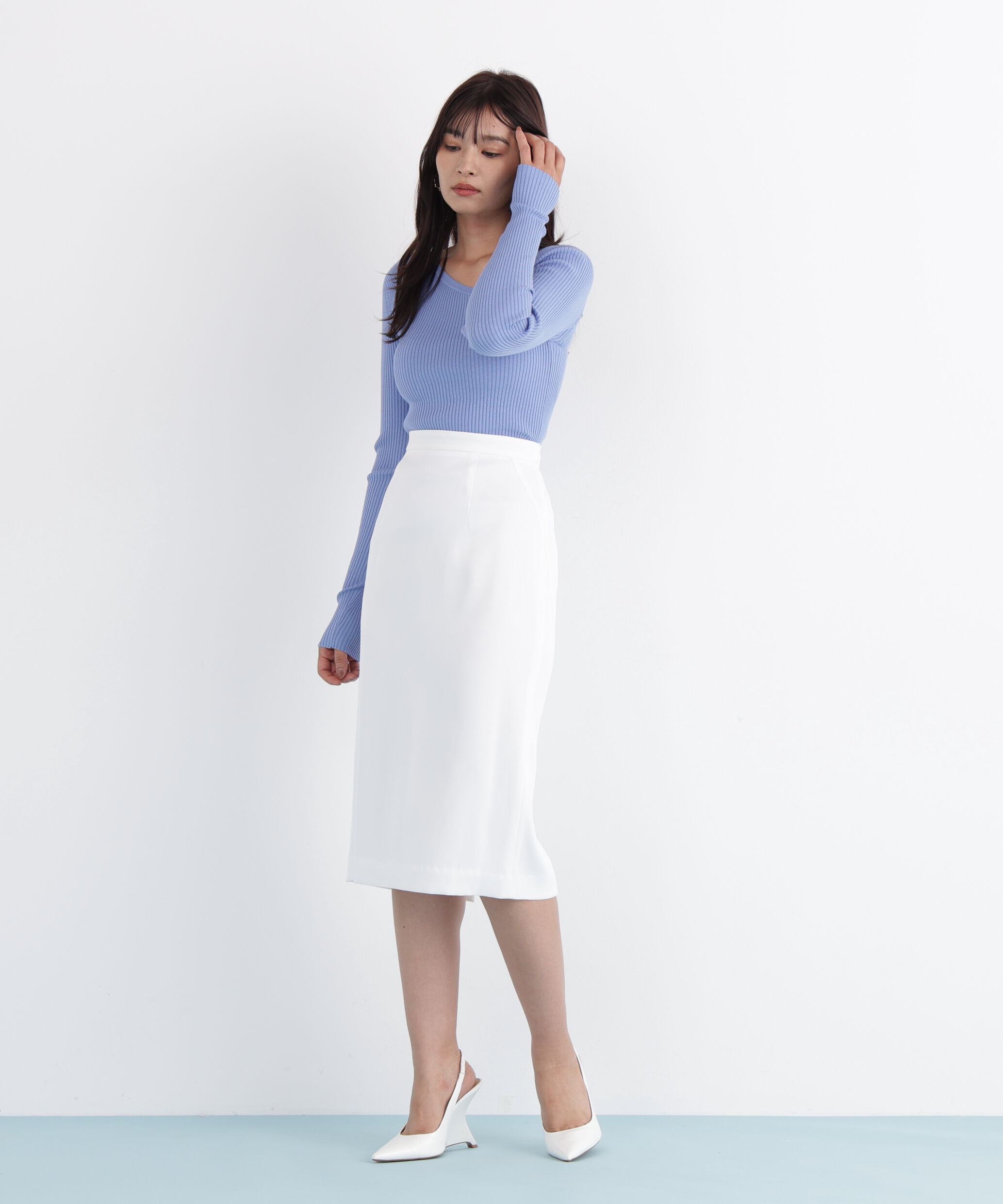  「アシンメトリーネックニットプルオーバー」|ニット・セーター|