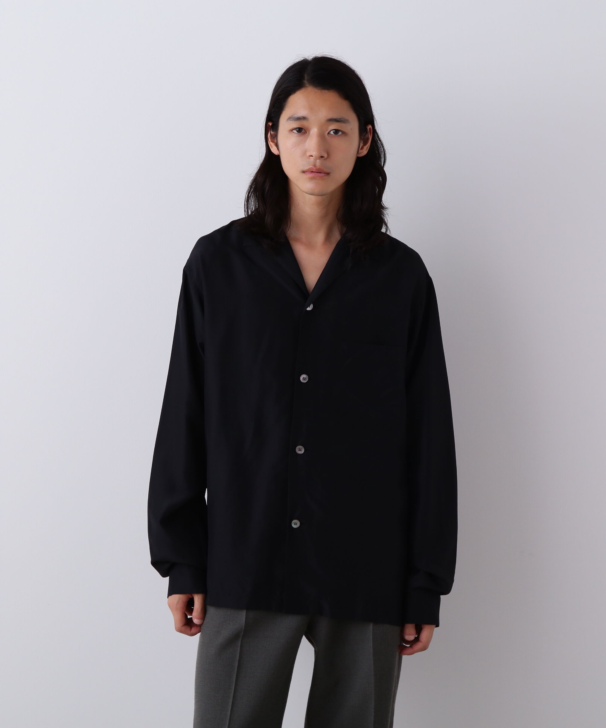 YLEVE 「YLEVE / SILK HABUTAE PAJAMA SHIRT」|シャツ・ブラウス|ブラック