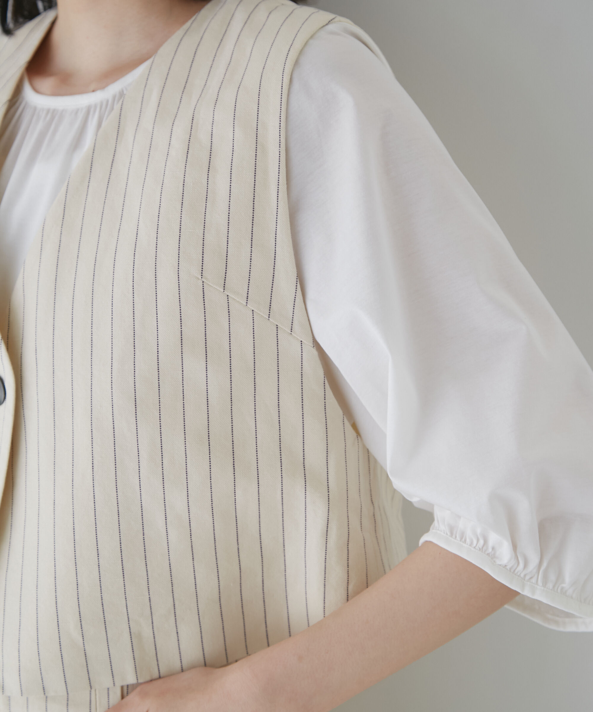  「◆綿麻ストライプジレ」|シャツ・ブラウス|