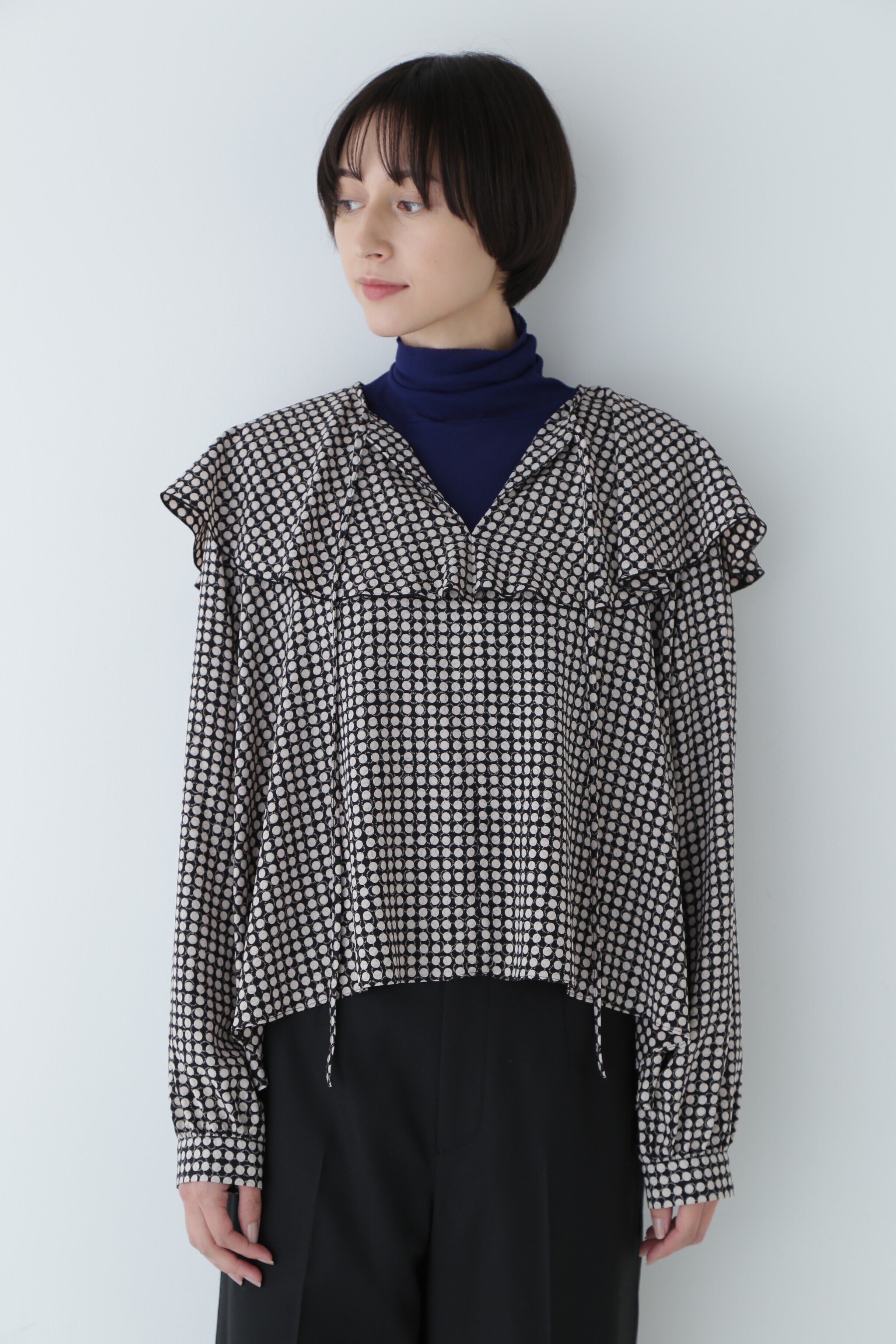  「◆ドットプリント襟付きブラウス」|シャツ・ブラウス|