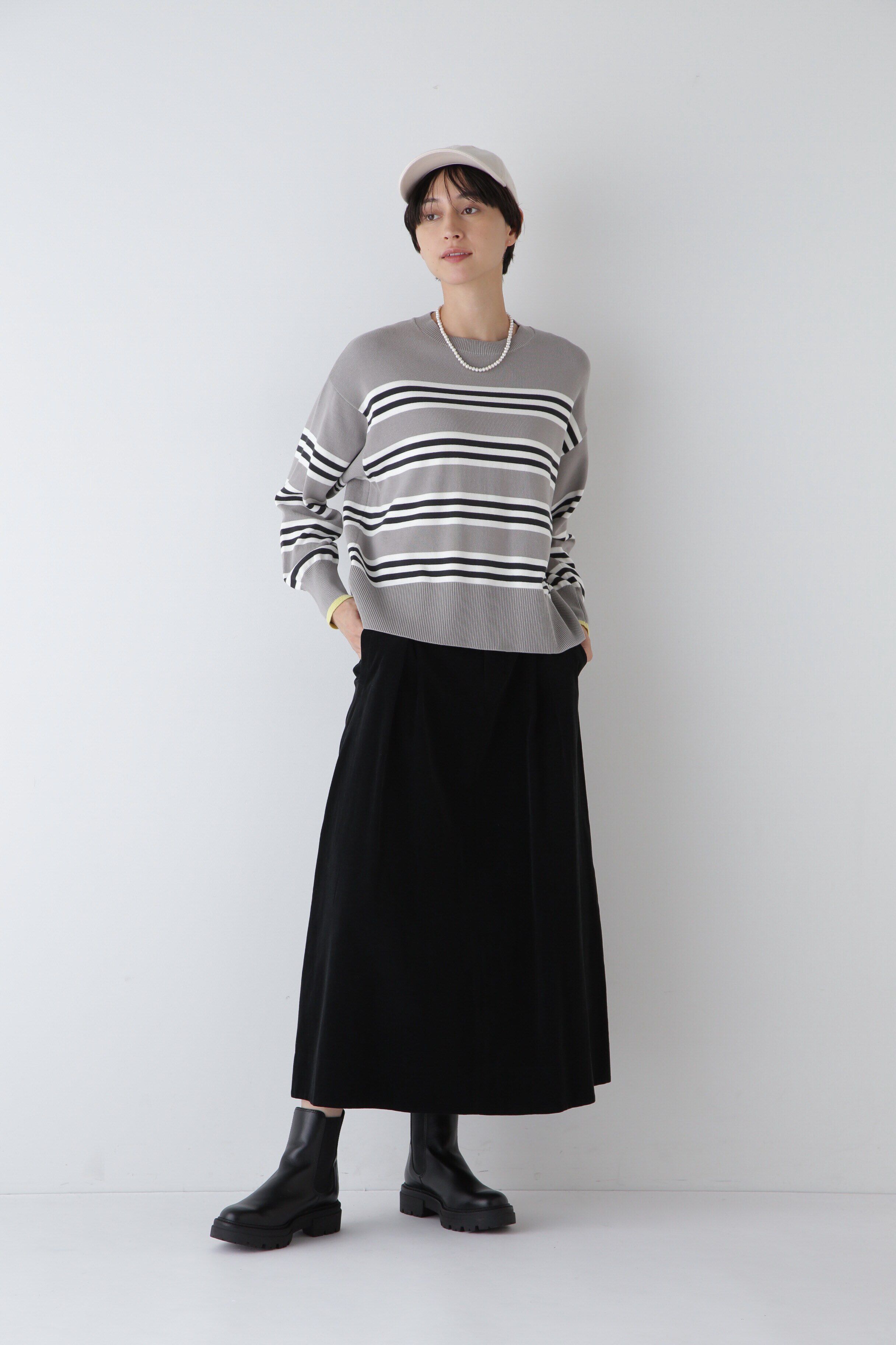  「◆オーガニックコットンランダムボーダープルオーバー」|ニット・セーター|