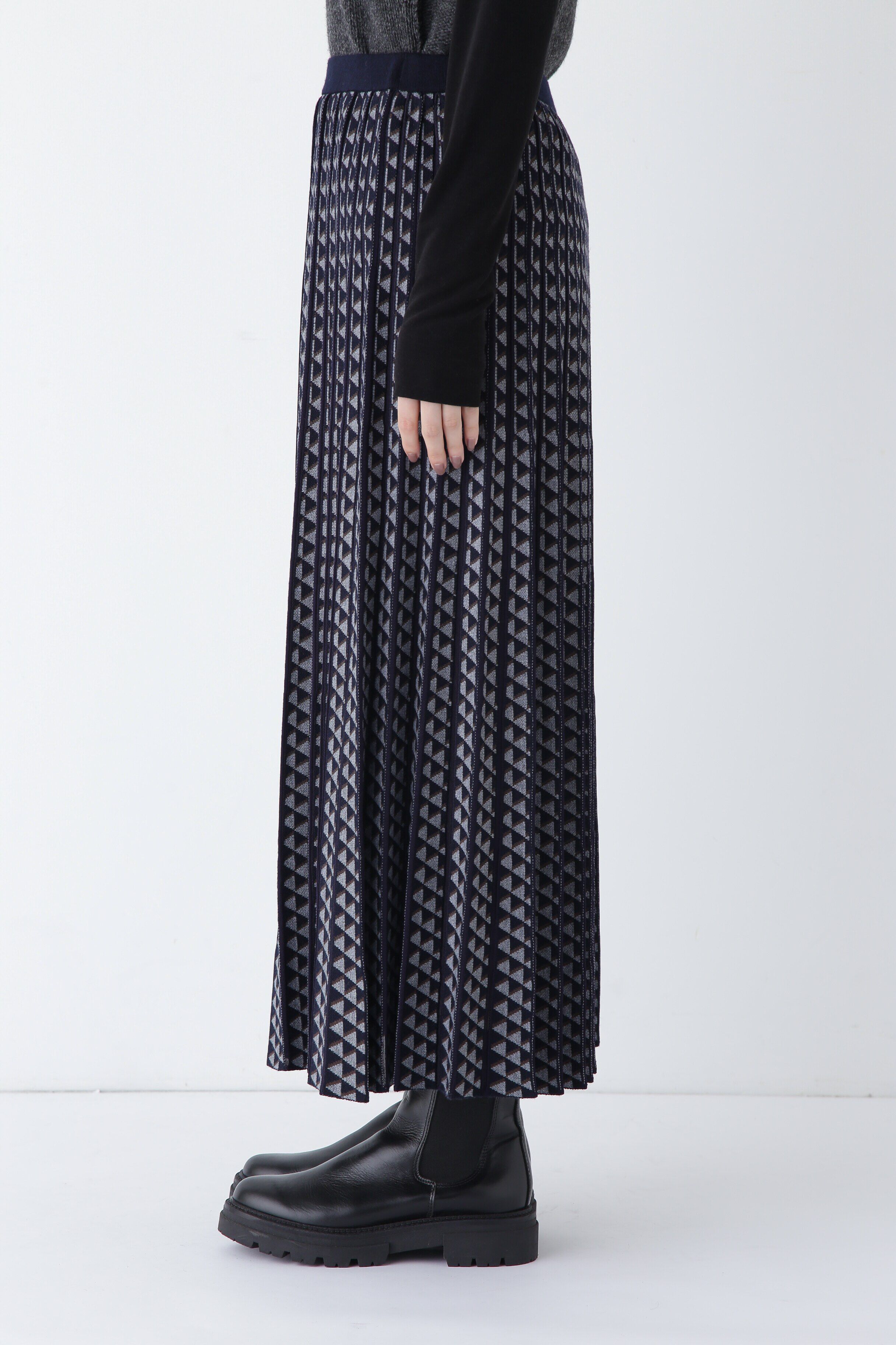  「◆幾何柄ジャガードプリーツスカート」|スカート|