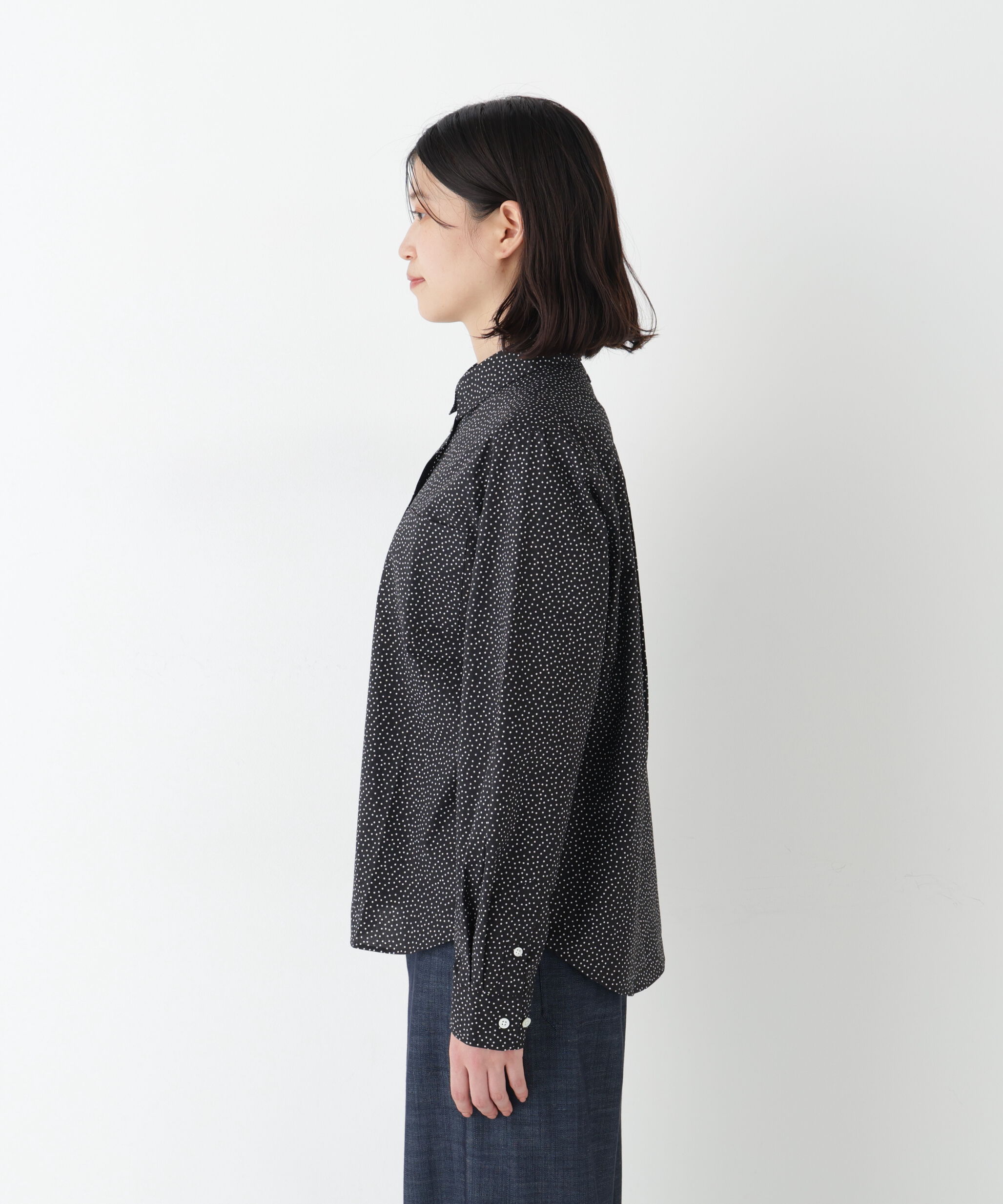  「◆《ウォッシャブル》ドット柄ベーシックシャツ」|シャツ・ブラウス|