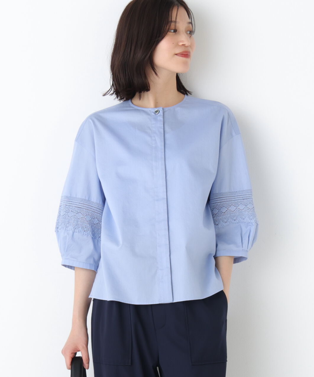  「◆レースドッキングクルーネックブラウス」|シャツ・ブラウス|