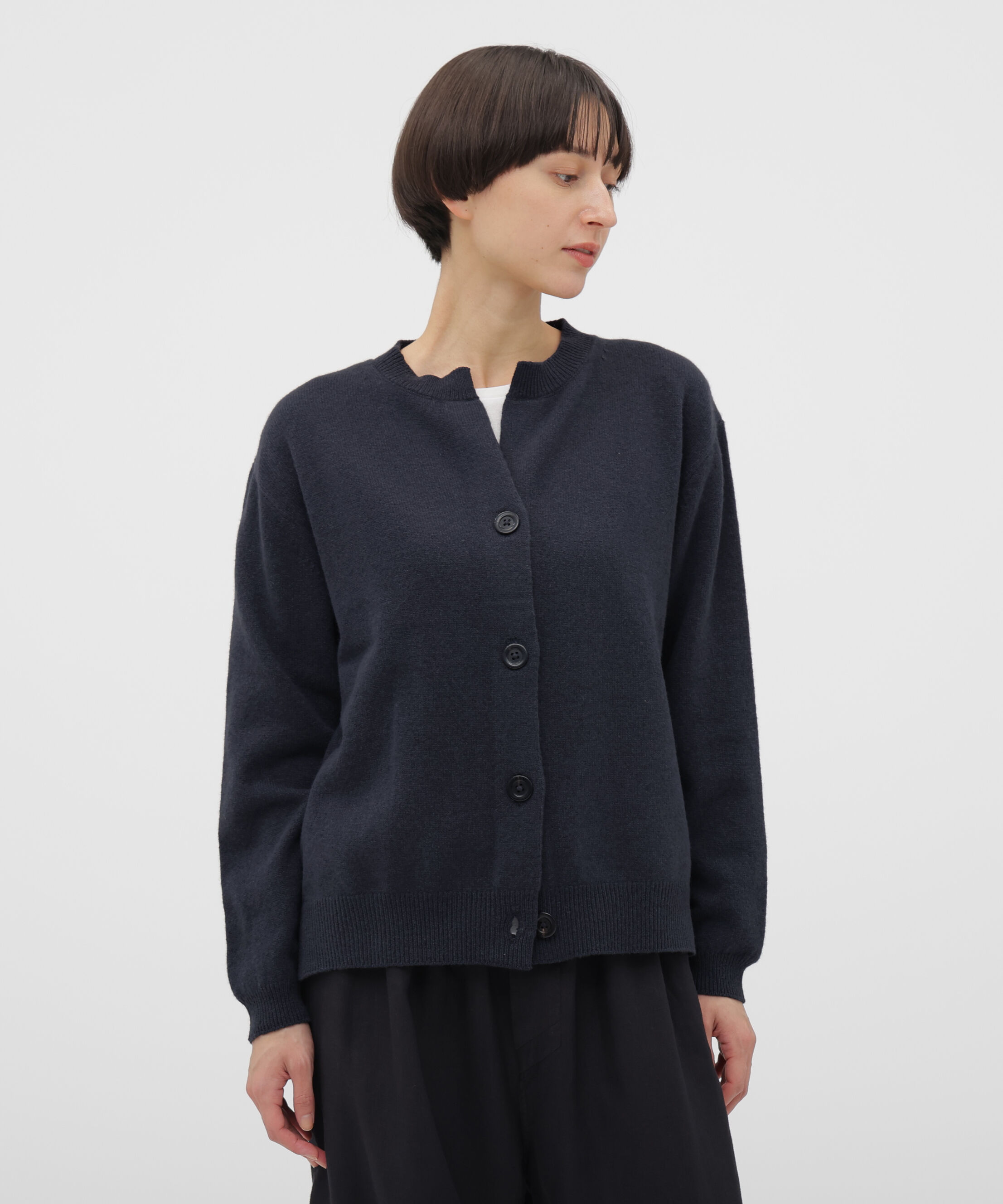 MARGARET HOWELL HOUSEHOLDGOODS「WOOL COTTON KNITWEAR」|カーディガン|SLATE7