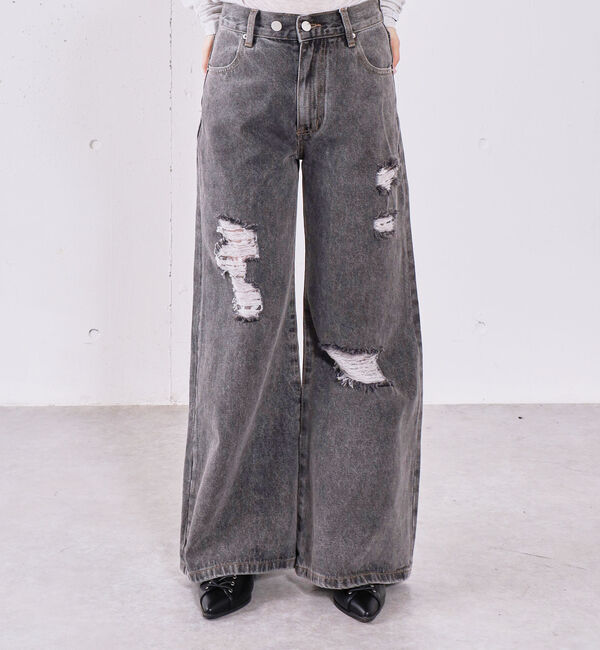 archives「ダメージレースフレアデニム」|デニム|GRAY