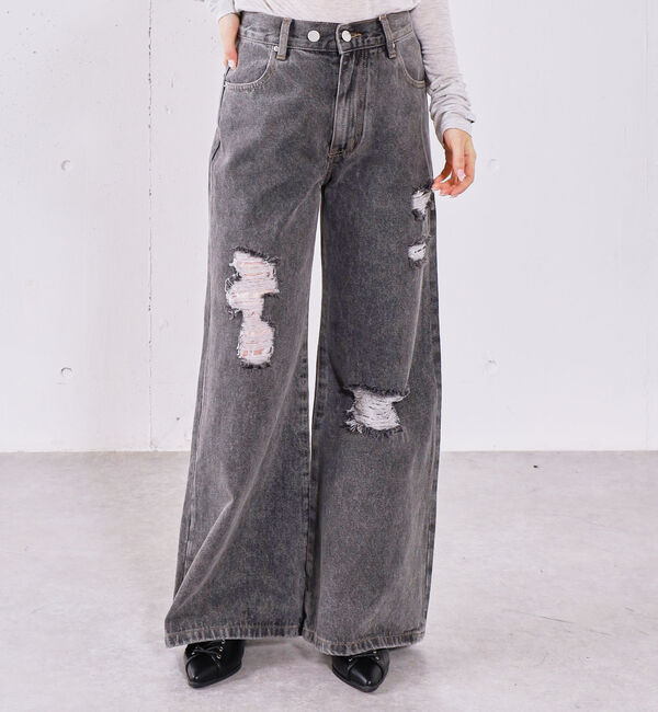 archives「ダメージレースフレアデニム」|デニム|