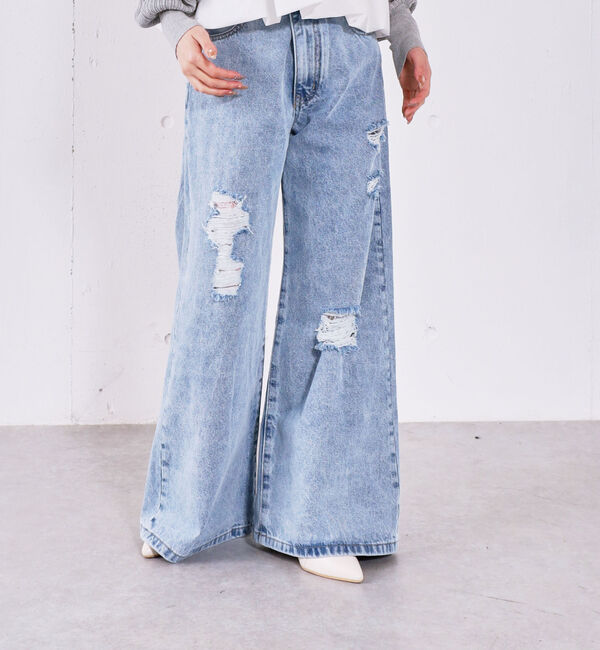 archives「ダメージレースフレアデニム」|デニム|