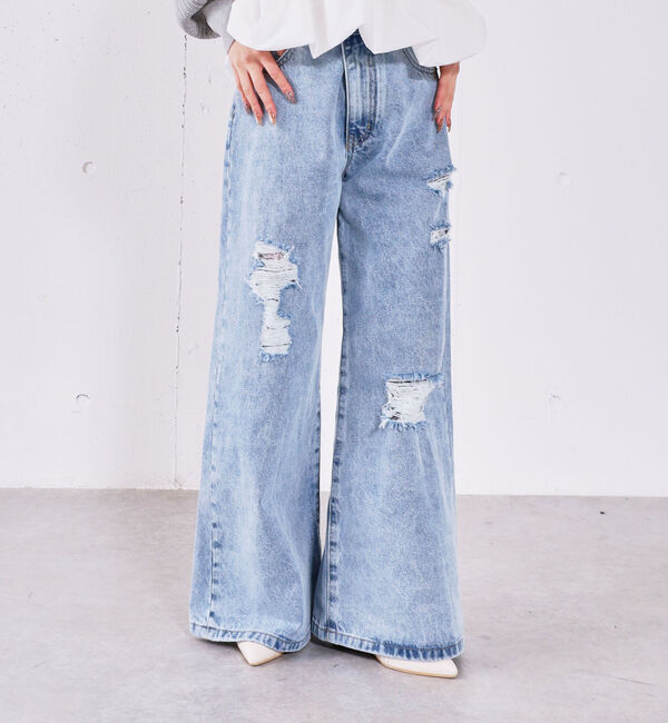 archives「ダメージレースフレアデニム」|デニム|