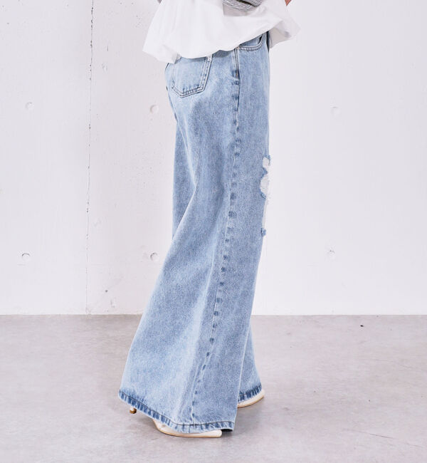 archives「ダメージレースフレアデニム」|デニム|