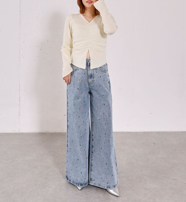 archives「小花柄刺繍デニム」|デニム|