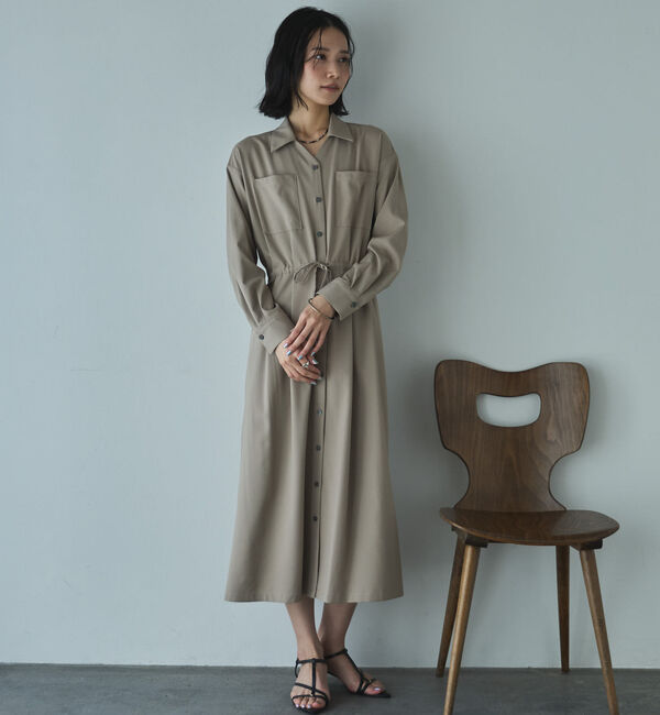 Doux archives「開襟ドロストシャツワンピース」|ワンピース|