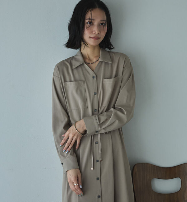 Doux archives「開襟ドロストシャツワンピース」|ワンピース|