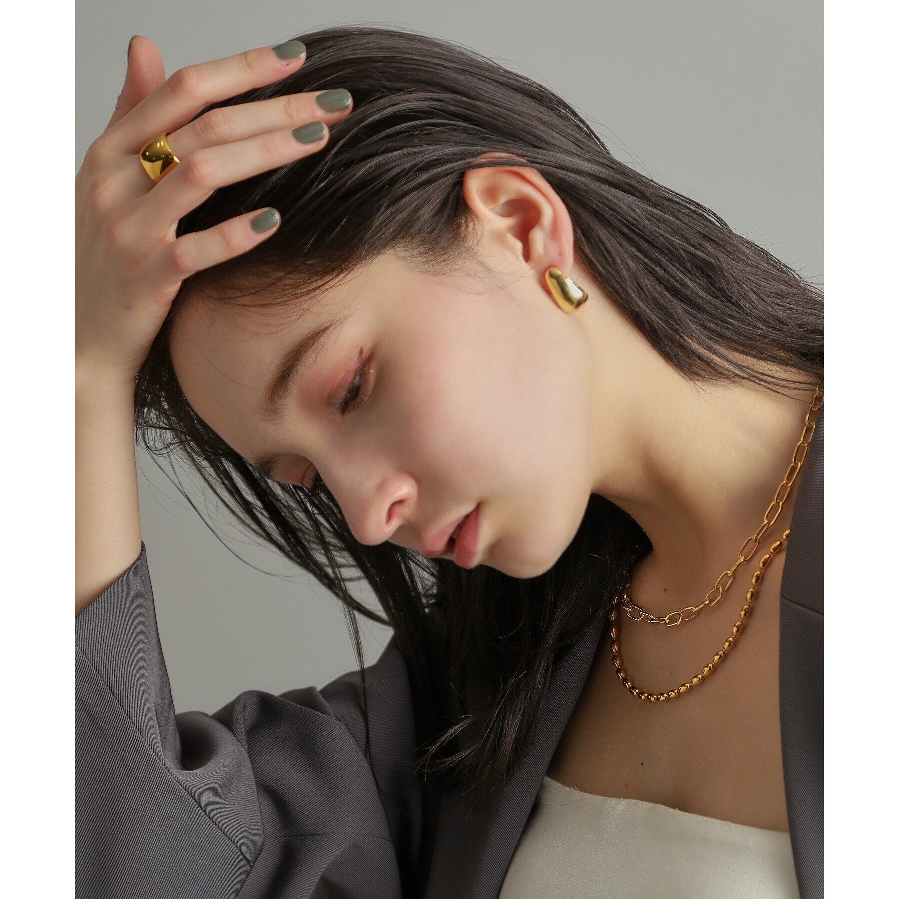 COCOSHNIK ONKITSCH「シルバー ホロウフープ ドロップピアス GP」|ピアス|