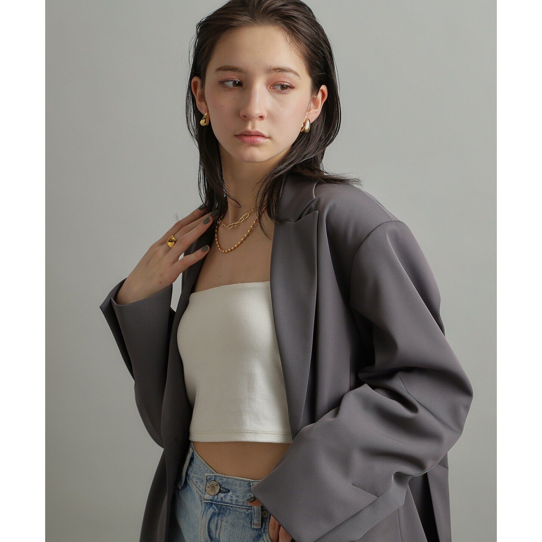 COCOSHNIK ONKITSCH「シルバー ホロウフープ ドロップピアス GP」|ピアス|