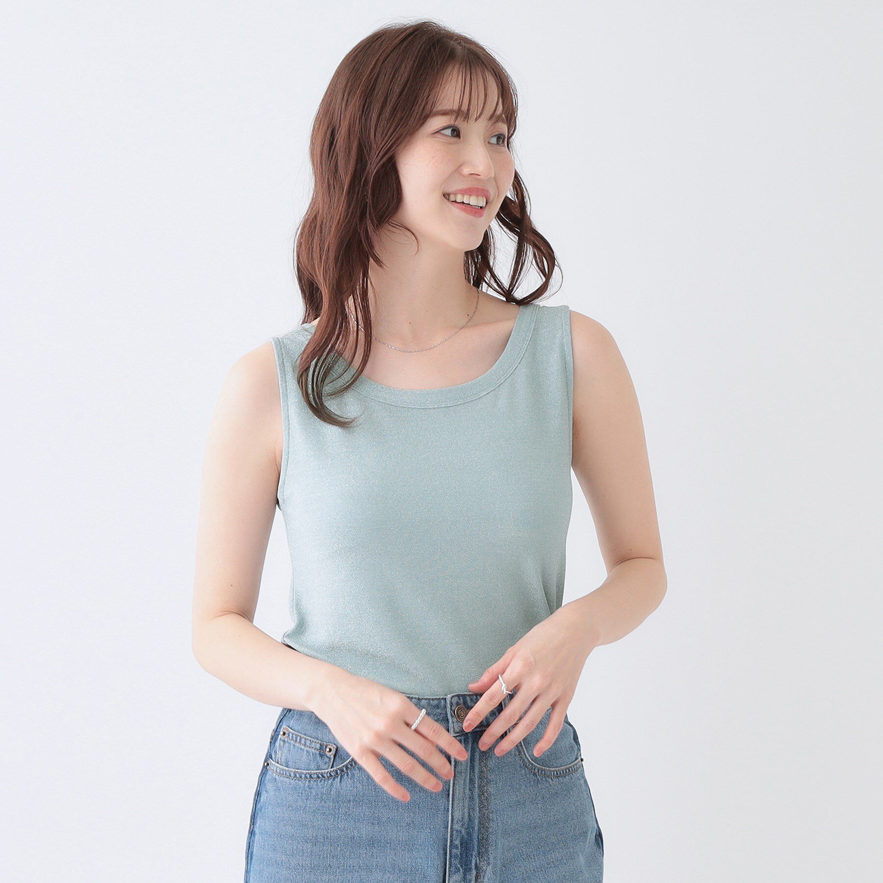 SHOO･LA･RUE「【高レビュー/S-LL】大人ヘルシーなスタイルに ラメタンクトップ」|キャミソール|