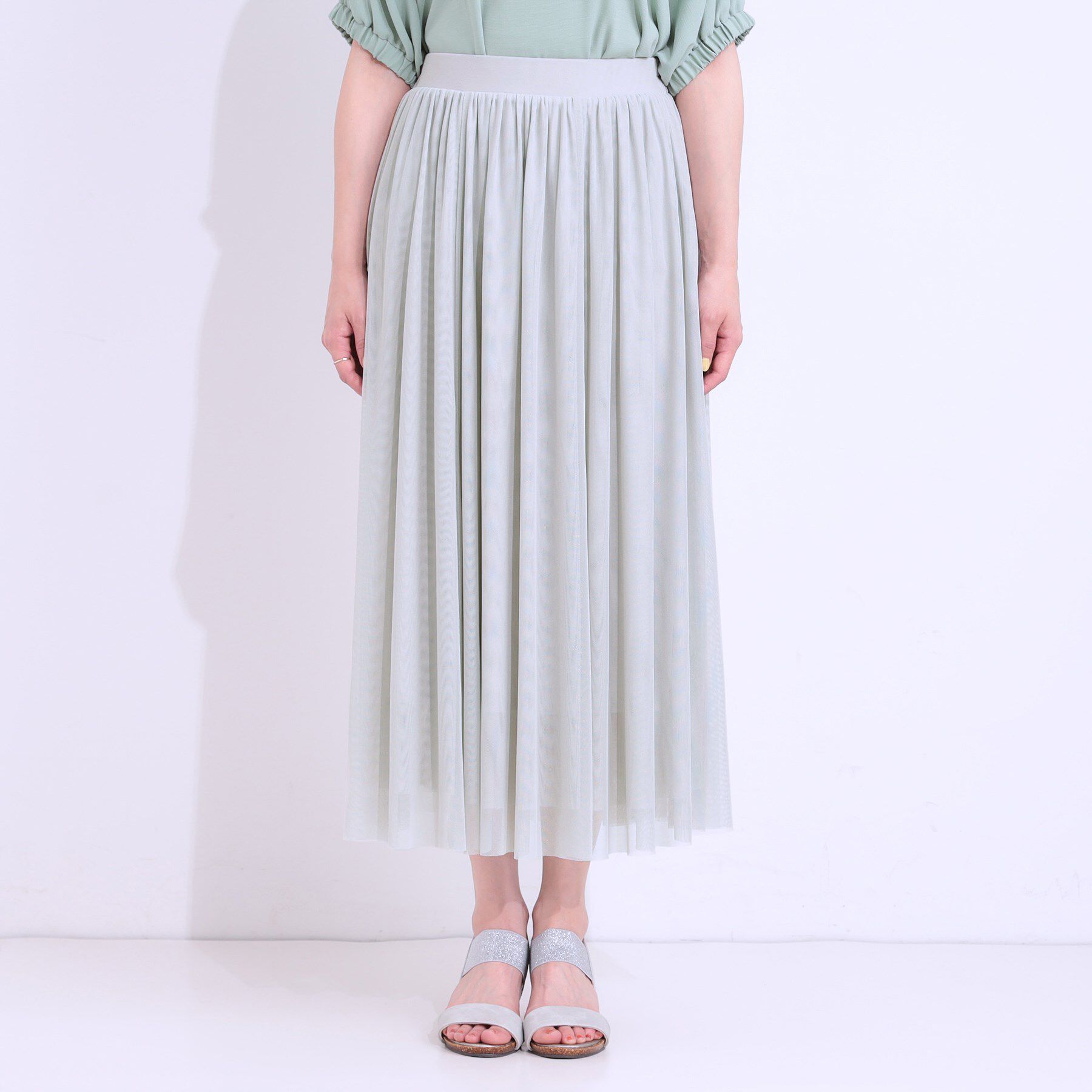 SHOO･LA･RUE「【S-LL】歩くたび揺れる姿が美しい とろみチュールスカート」|スカート|