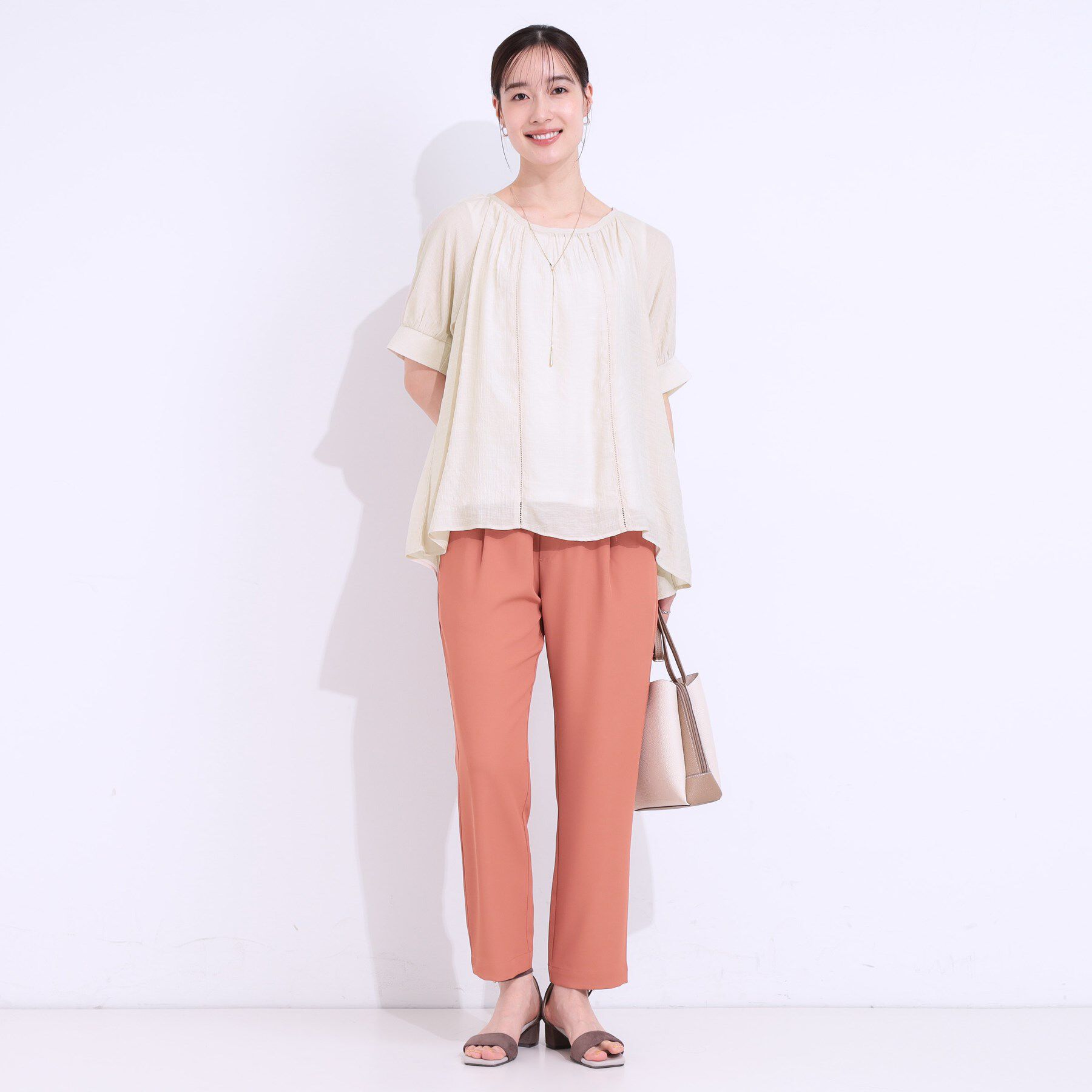 SHOO･LA･RUE「【S-LL/2点セット】インせず着られる はしごレース5分袖ブラウス」|シャツ・ブラウス|