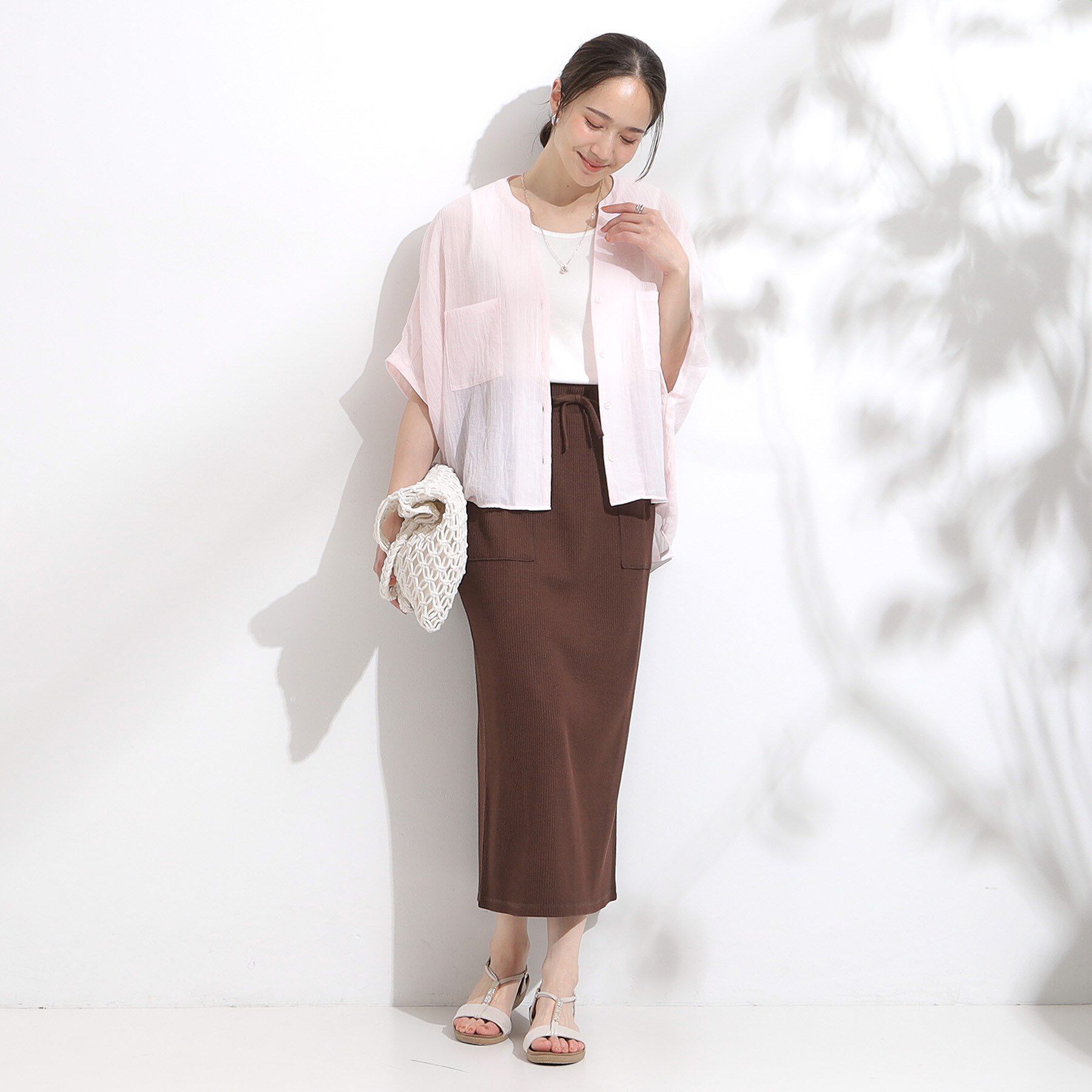 SHOO･LA･RUE「程よいシアー感 ポケットドルマン5分袖シャツ」|シャツ・ブラウス|