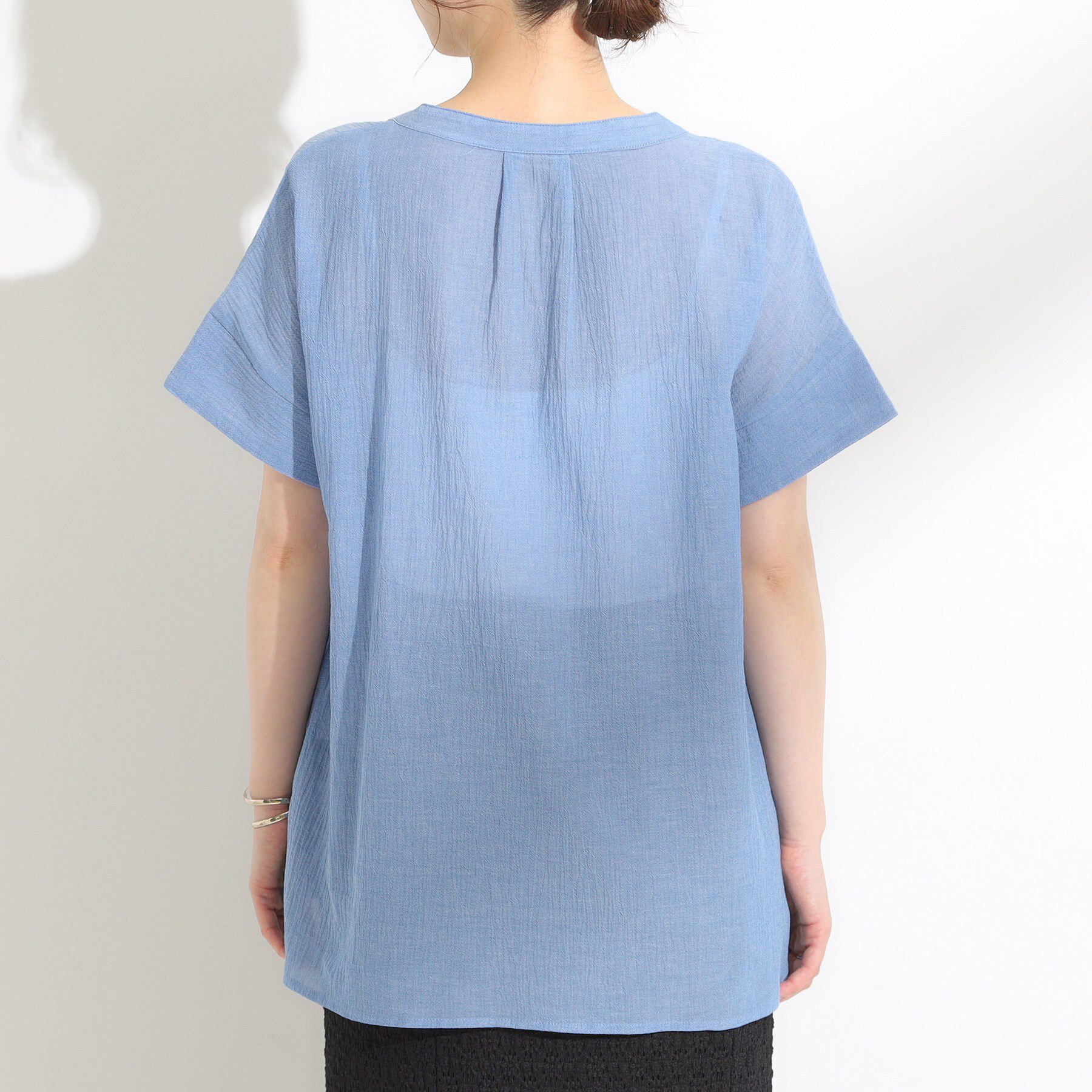 SHOO･LA･RUE「【S-LL】きれいに体型カバー さらシャリコットン スキッパーシャツ」|シャツ・ブラウス|