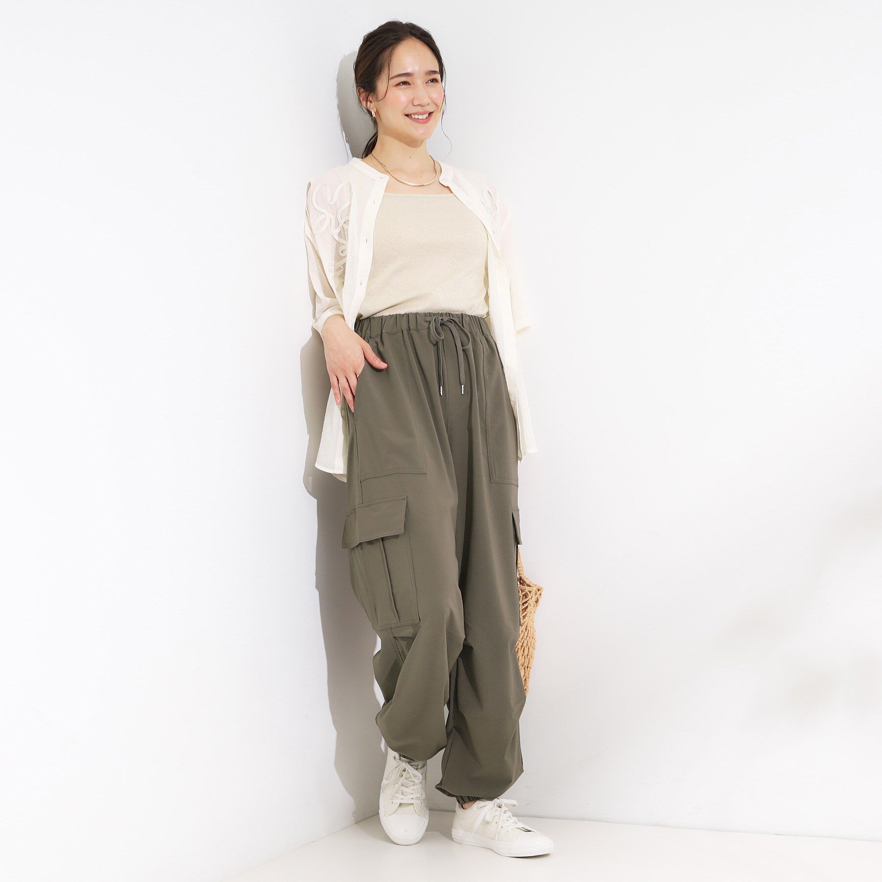 SHOO･LA･RUE「【S-LL】ゆるっと楽ちん さらさらカーゴジョガーパンツ」|その他|