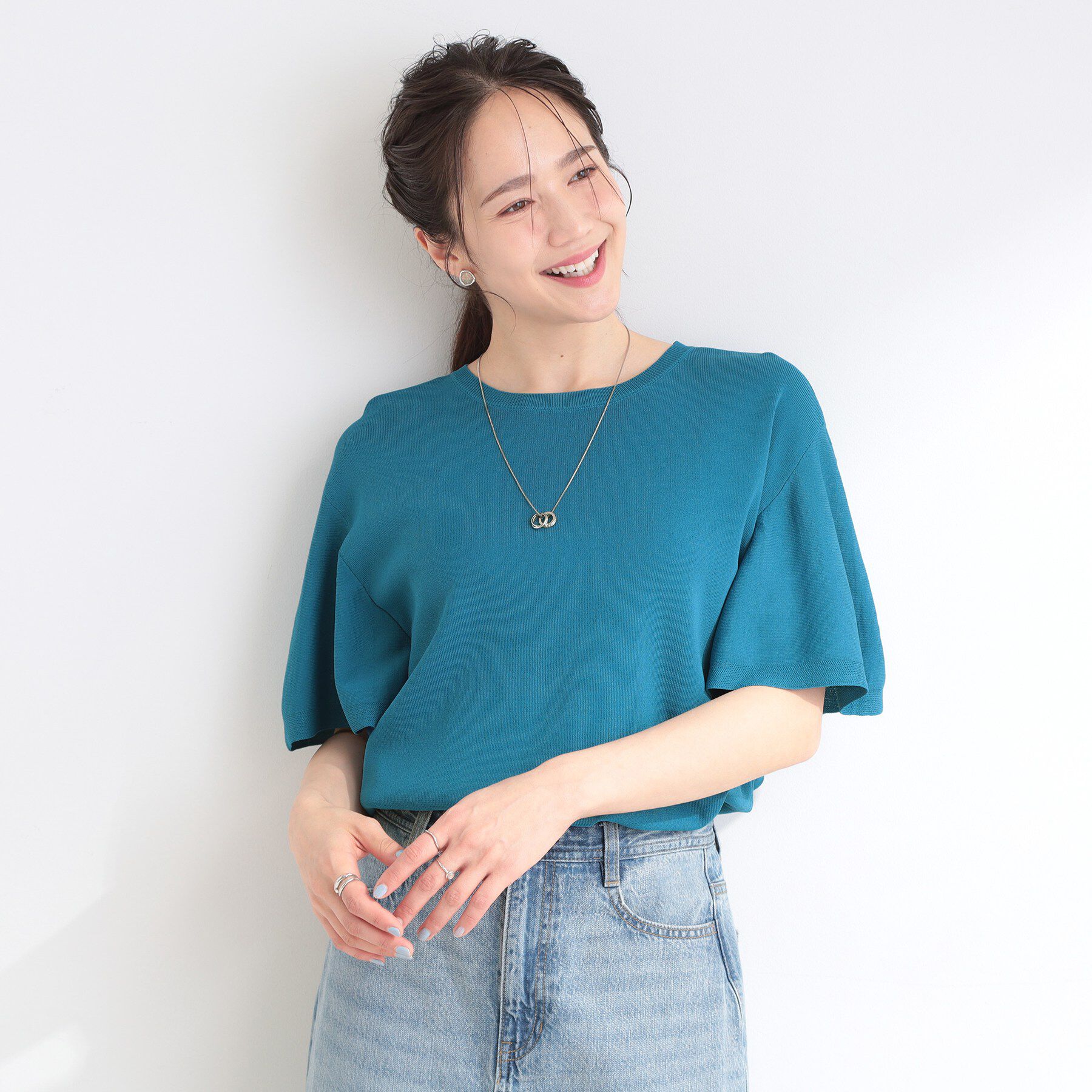 SHOO･LA･RUE「【S-LL】二の腕はカバーして魅せる フレアスリーブニット」|ニット・セーター|