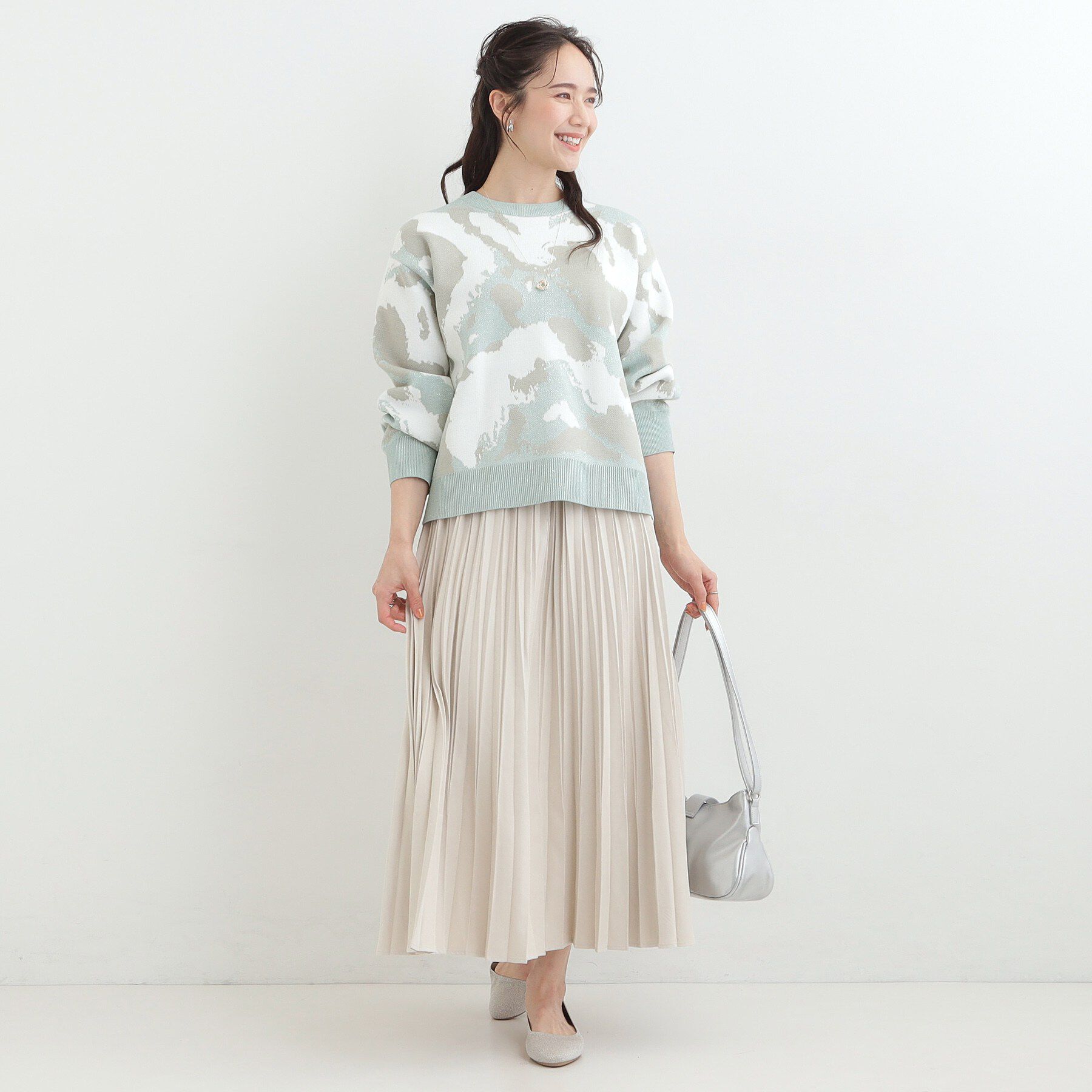 SHOO･LA･RUE「【洗濯機可/S-LL】1枚で華やかに ラメ入りニュアンス柄ニット」|ニット・セーター|