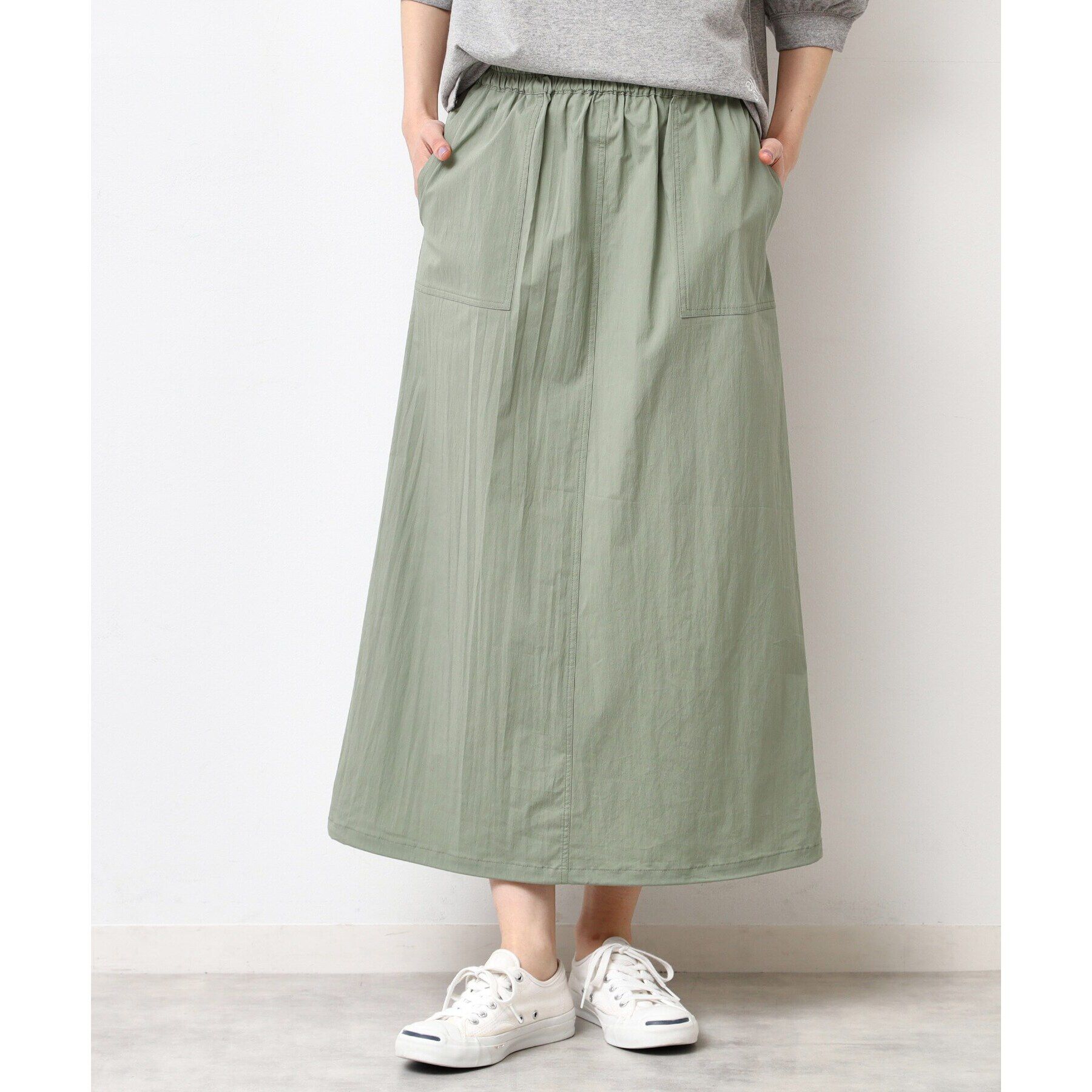 Dessin「【洗える】ドローコード付きスカート（XS～L）」|スカート|オリーブグリーン(0