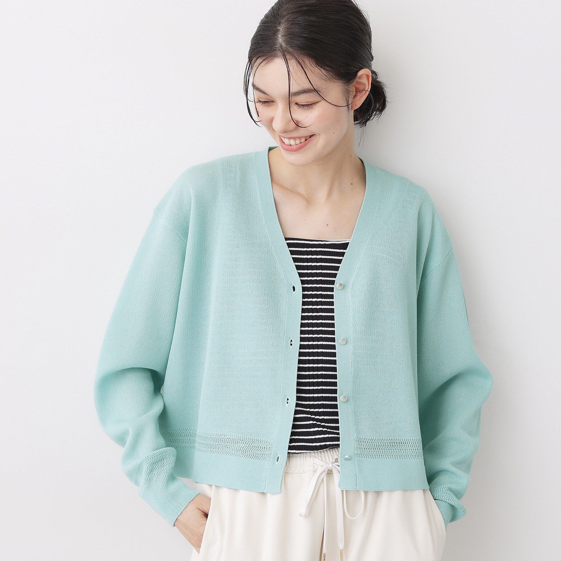 Dessin「【洗える】コットンブレンドVネックカーディガン」|カーディガン|ブルー(091)