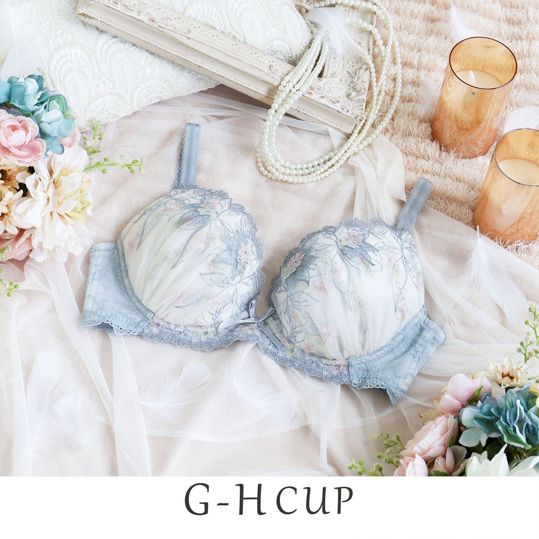 Risa Magli「セレスティナ ブラジャー (G-H) ＜V Make Type＞」|インナー|ライトグレー(011