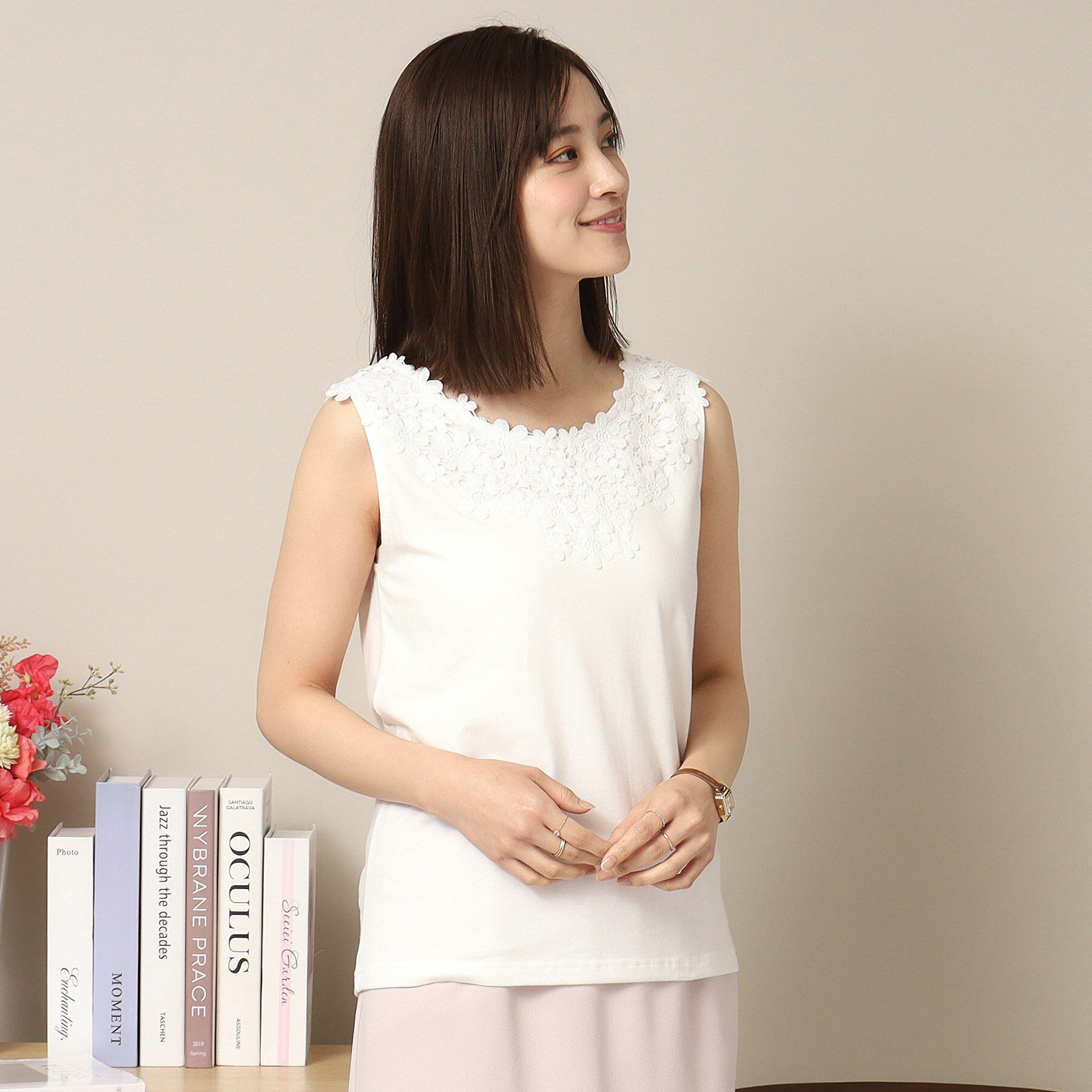 ITS&rsquo;DEMO「【洗濯機OK】レースタンクトップ」|キャミソール|オフホワイト(003