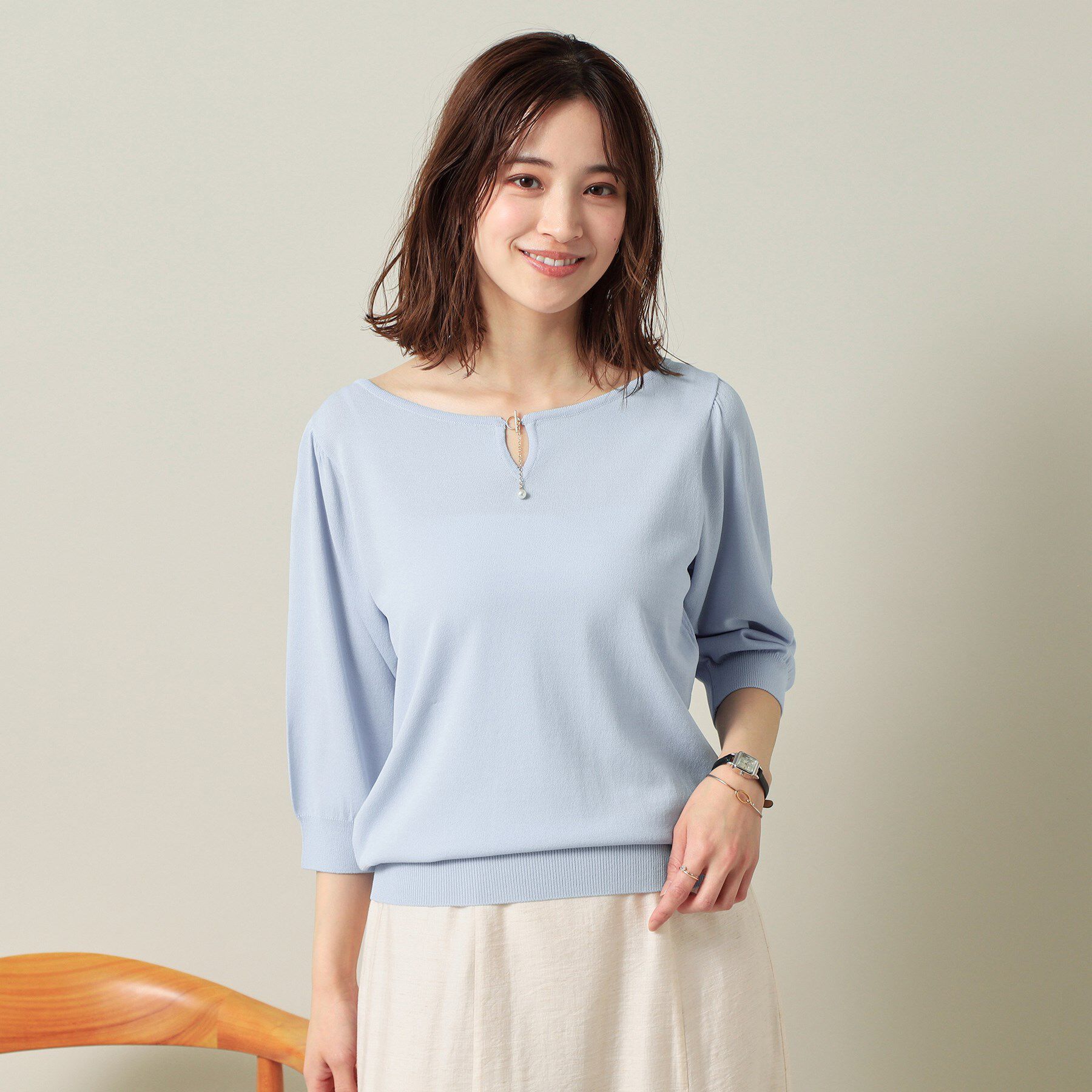 ITS&rsquo;DEMO「【UVケア／接触冷感／アンチピリング／洗濯機OK】キーネックニット」|ニット・セーター|