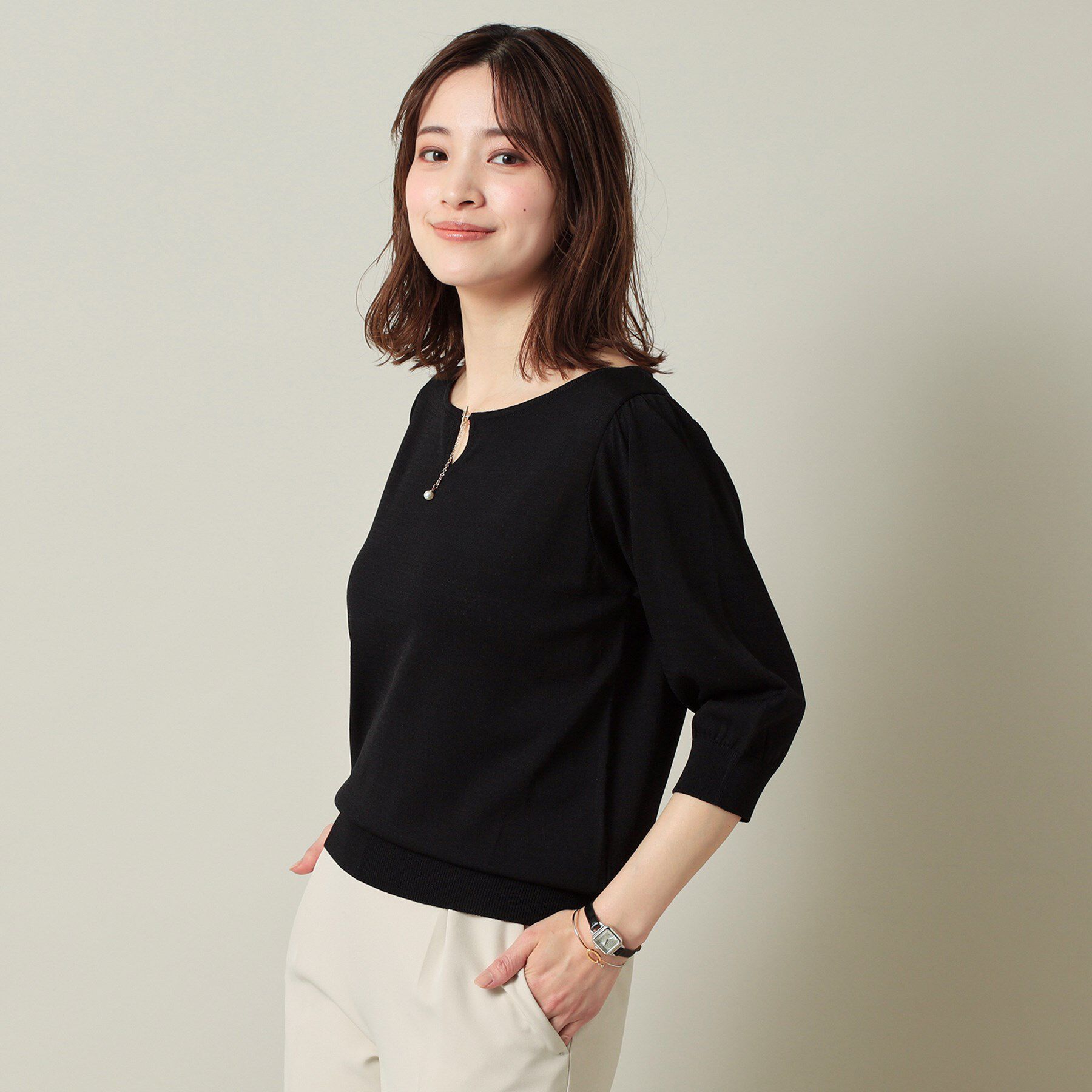 ITS&rsquo;DEMO「【UVケア／接触冷感／アンチピリング／洗濯機OK】キーネックニット」|ニット・セーター|