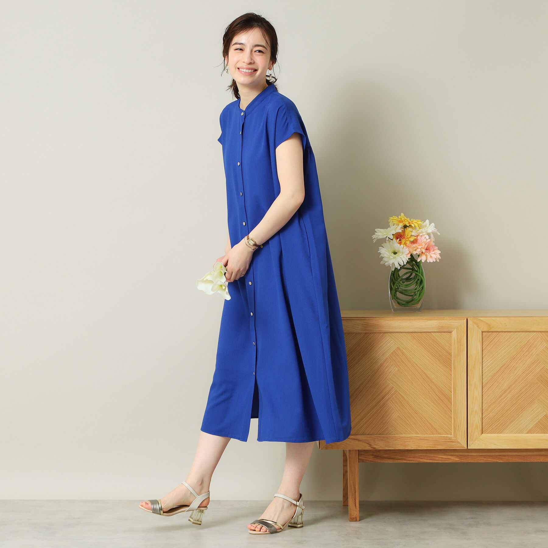 ITS&rsquo;DEMO「【UVケア／吸水速乾／洗濯機OK／冷感】麻調合繊前開きワンピース＜ラク服シリーズ＞」|ワンピース|