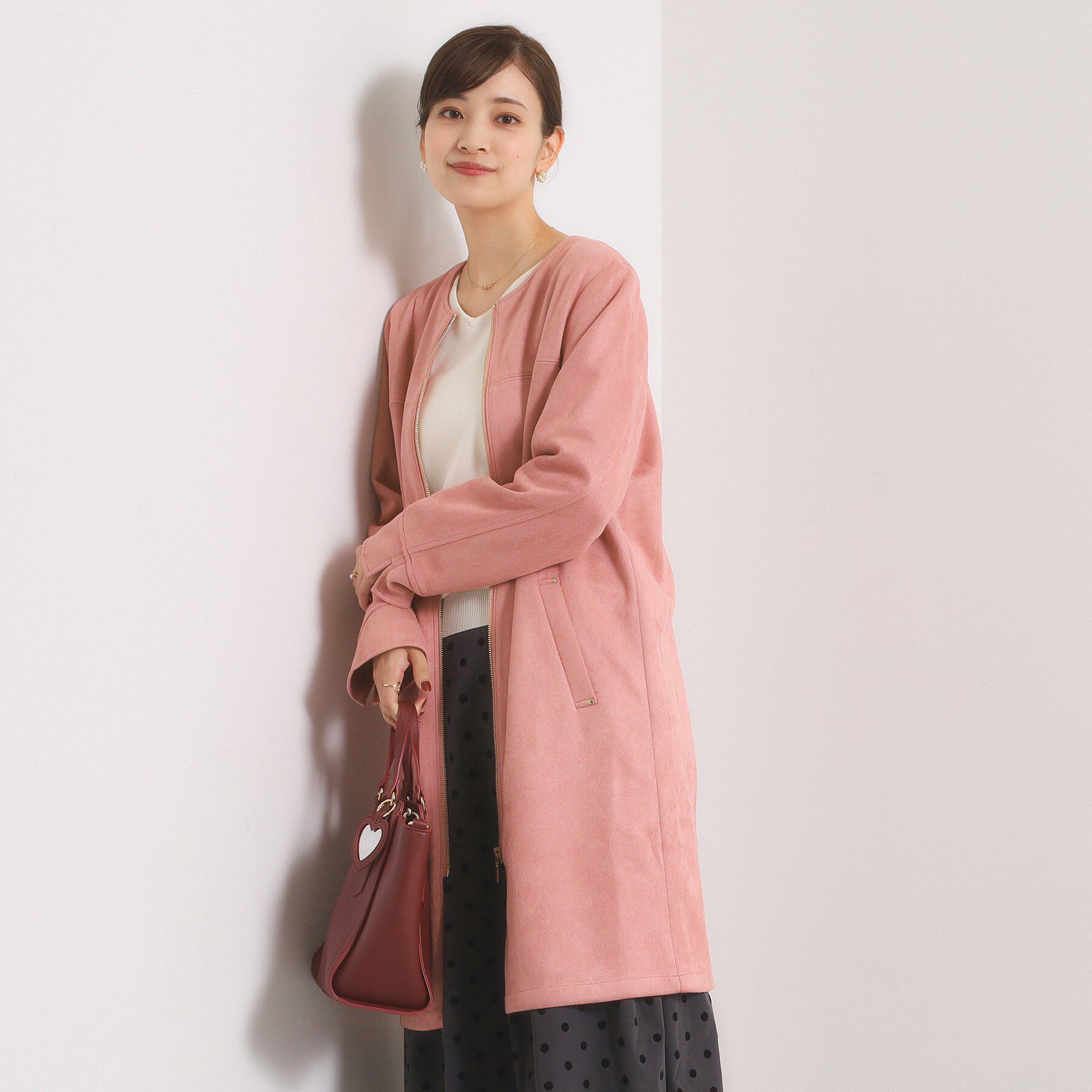 ITS&rsquo;DEMO「カットスエード調コート」|ノーカラーコート|