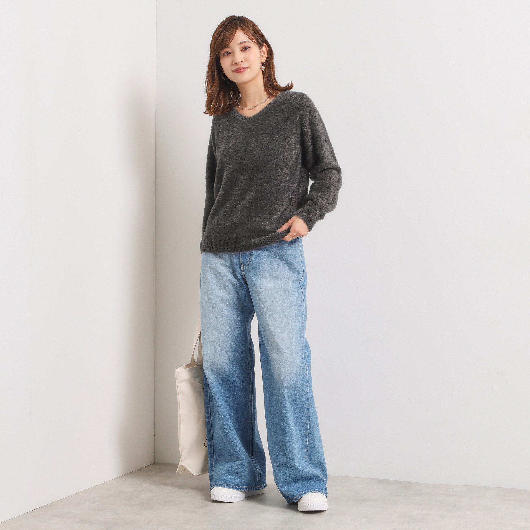 ITS&rsquo;DEMO「【手洗い可】フェザーヤーンVネックニット」|ニット・セーター|