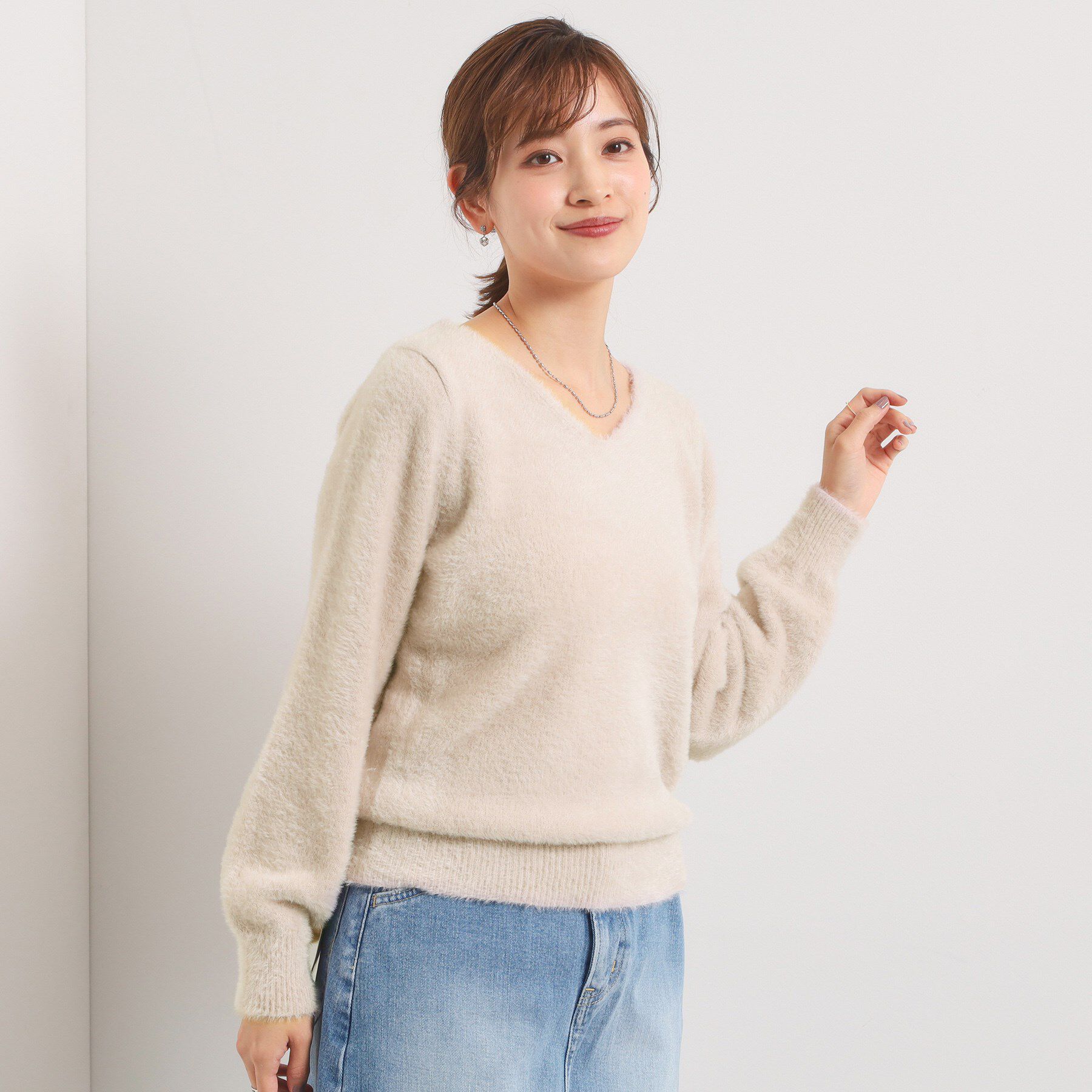 ITS&rsquo;DEMO「【手洗い可】フェザーヤーンVネックニット」|ニット・セーター|