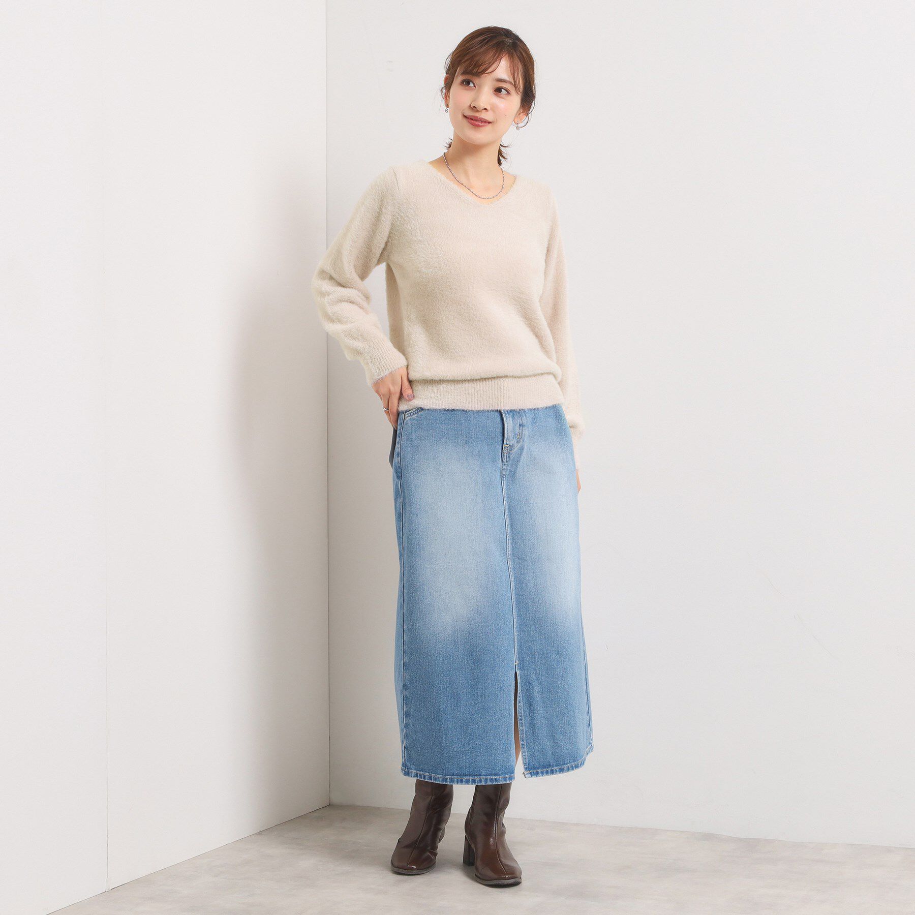 ITS&rsquo;DEMO「【手洗い可】フェザーヤーンVネックニット」|ニット・セーター|