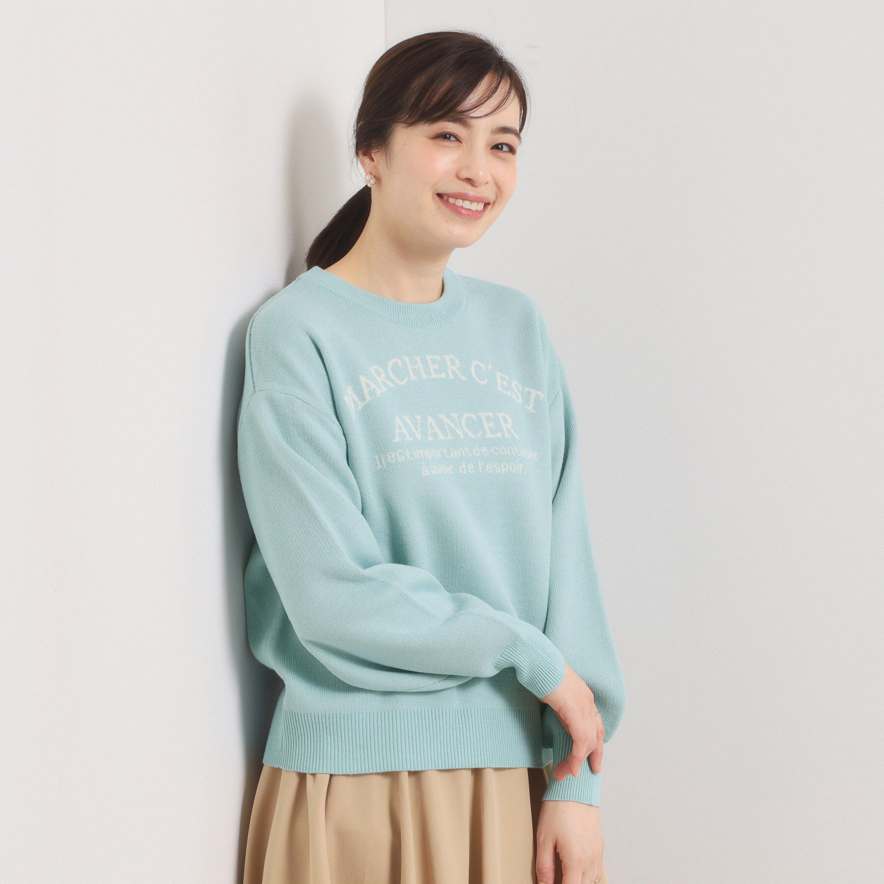 ITS&rsquo;DEMO「【手洗い可】アーチロゴニット」|ニット・セーター|ブルー(091)