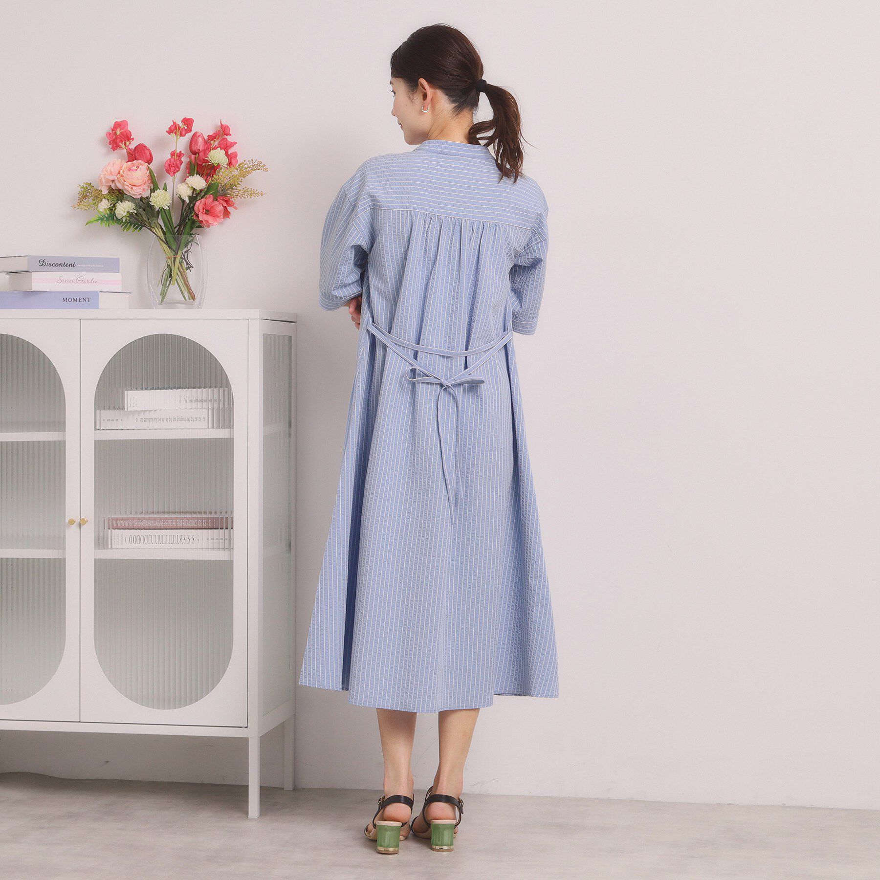 ITS&rsquo;DEMO「【手洗い可】サッカーストライプ前開きワンピース」|ワンピース|