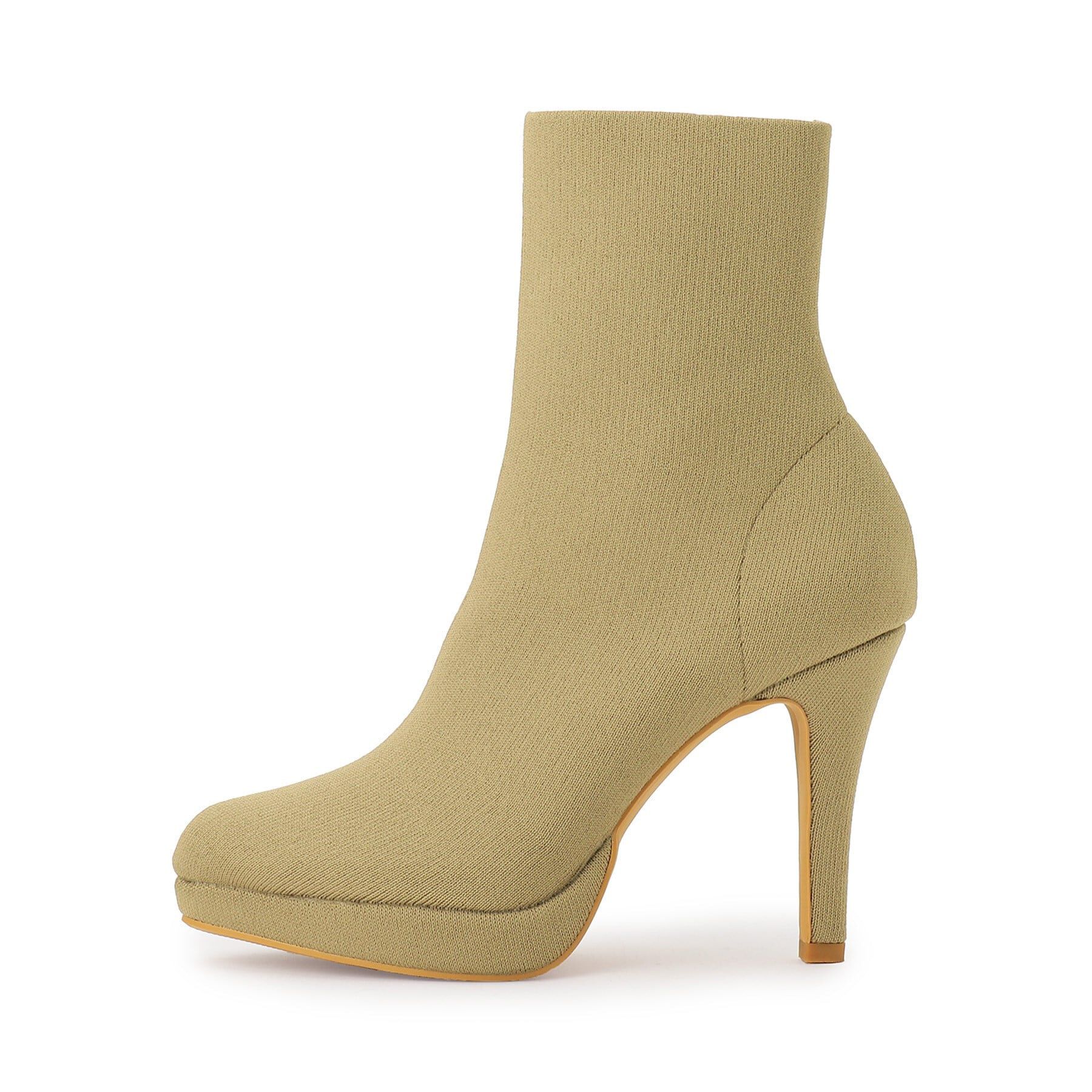 ESPERANZA「アーモンドトゥヒールストレッチニットショートブーツ 24SS」|ショートブーツ|