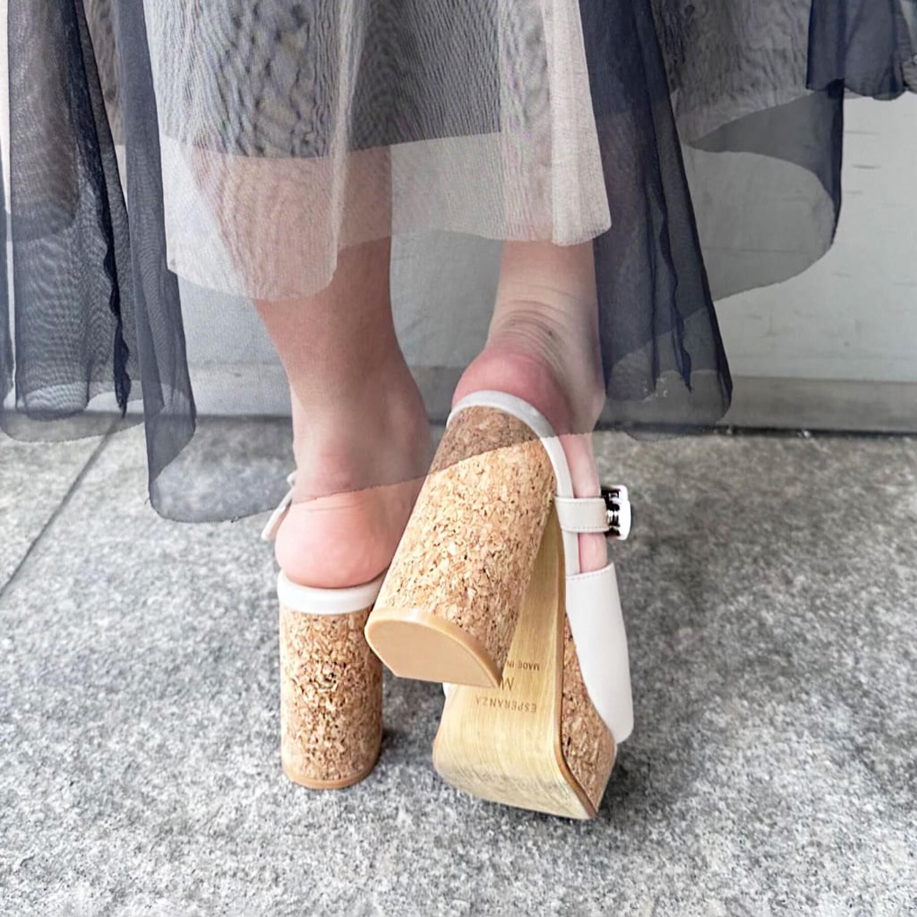 ESPERANZA「ミニバックルコルクヒールミュール」|サンダル|