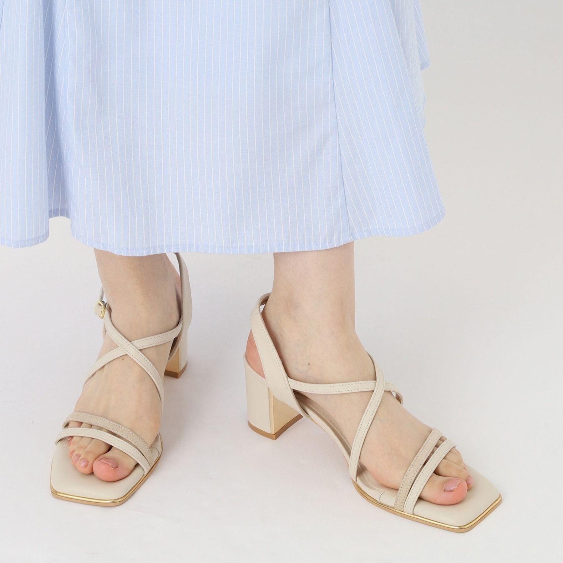 ESPERANZA「プレートヒールクロスベルトサンダル」|サンダル|ベージュ(052)
