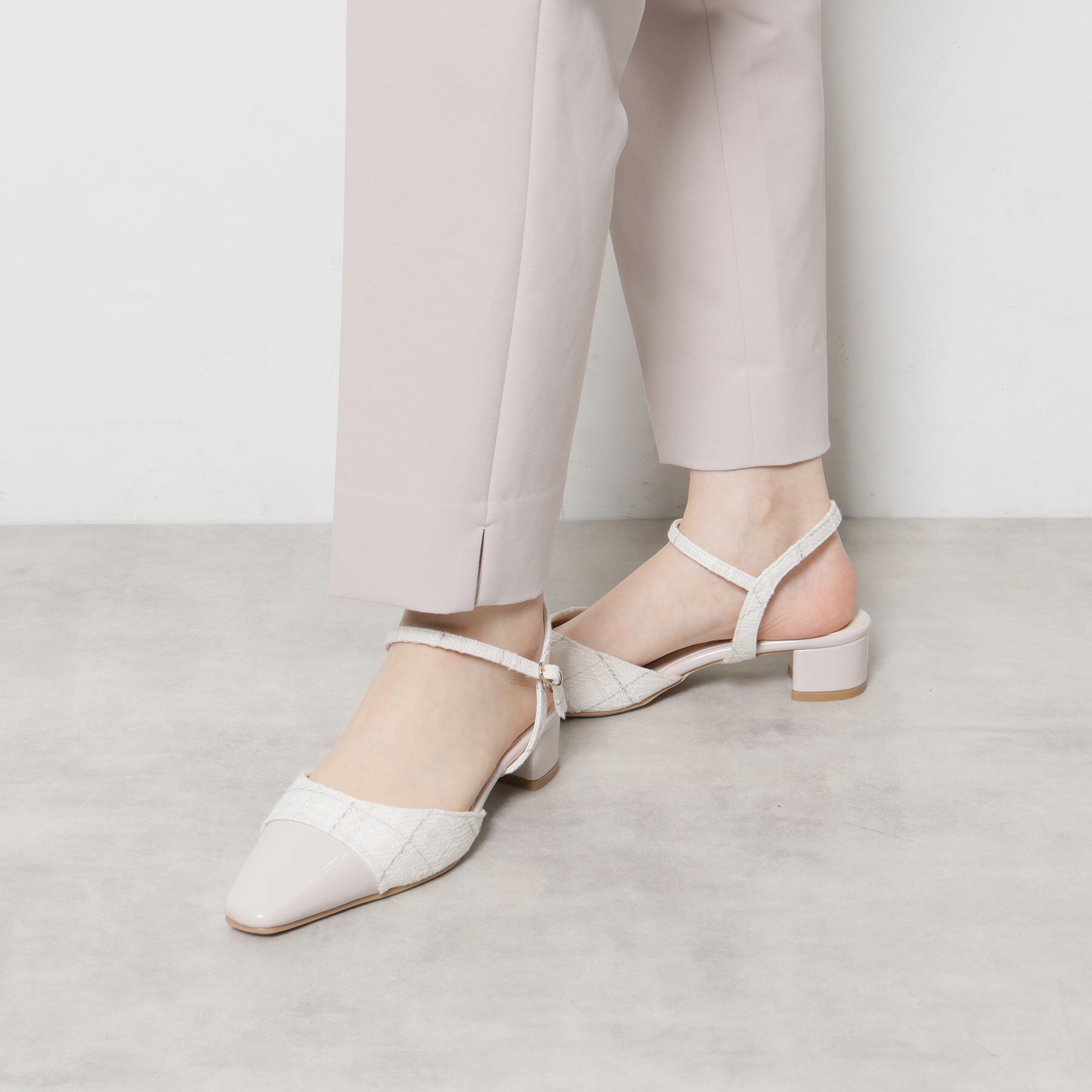 ESPERANZA「エナメル&times;ツイードストラップパンプス」|サンダル|