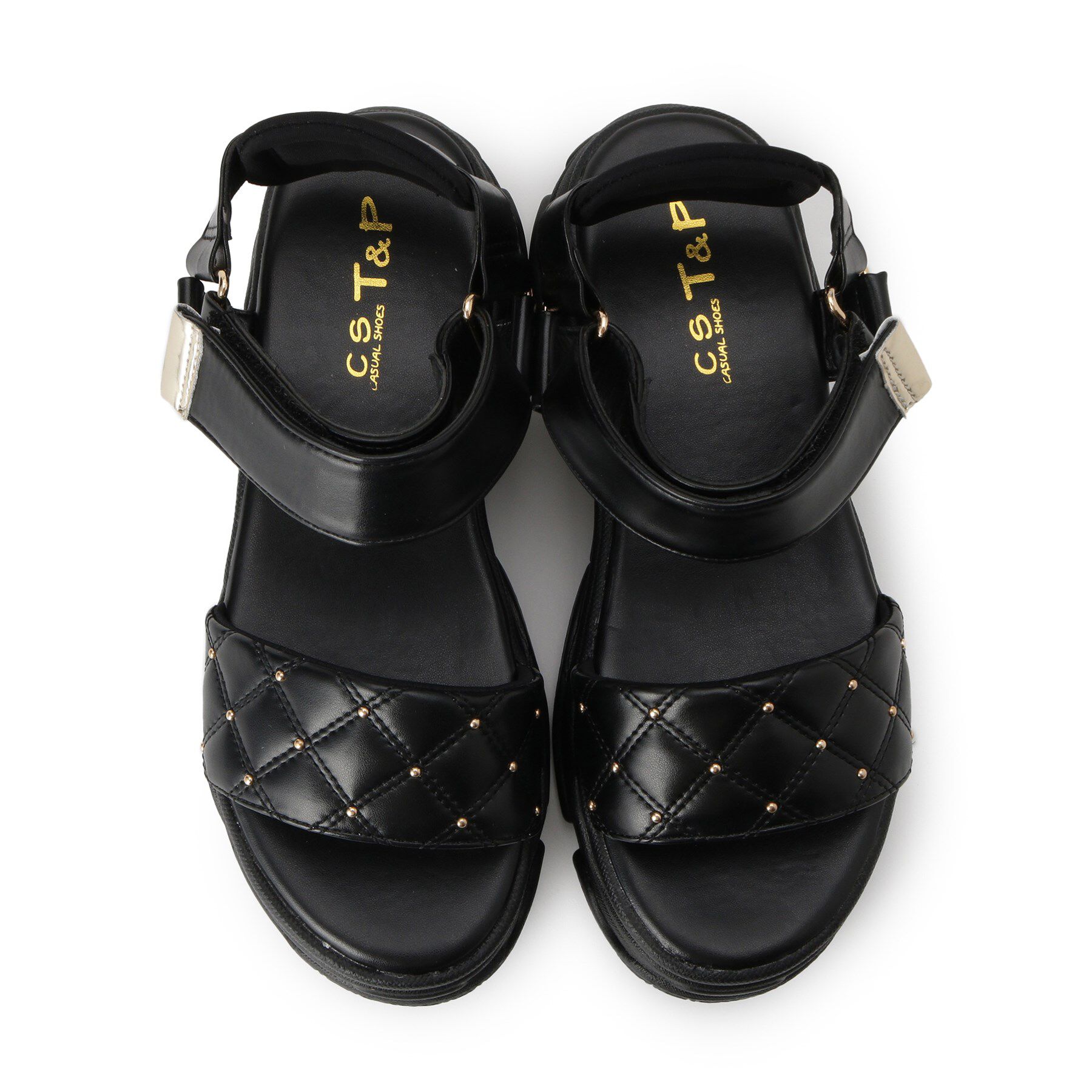 csT&P「キルティング 面ファスナーストラップサンダル」|サンダル|