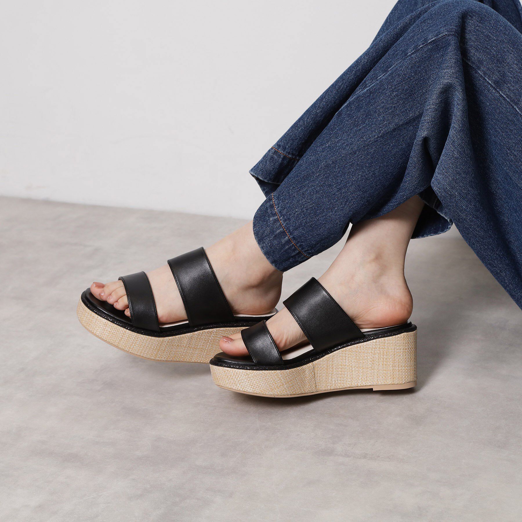 ESPERANZA「ラメラインウェッジミュール」|サンダル|