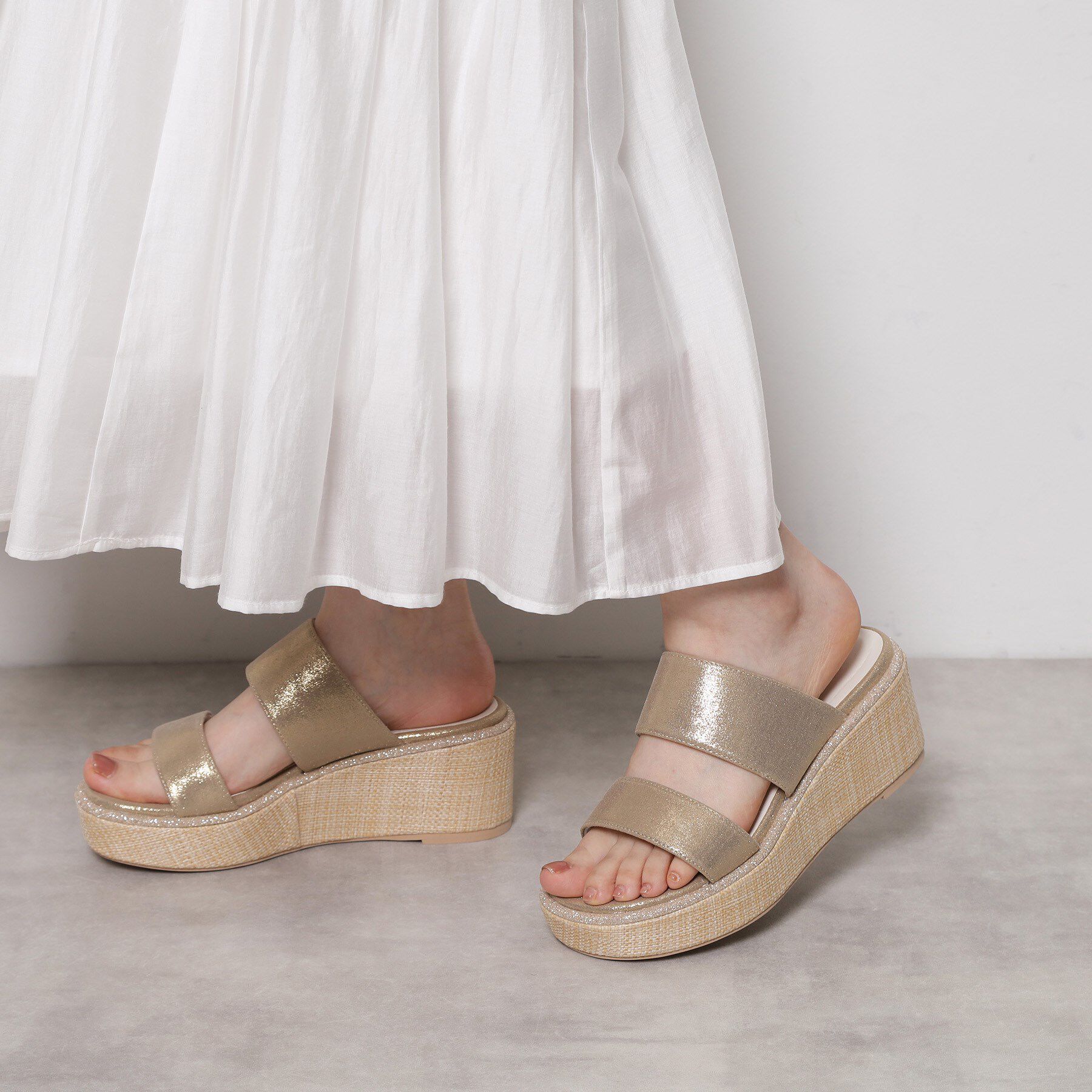 ESPERANZA「ラメラインウェッジミュール」|サンダル|